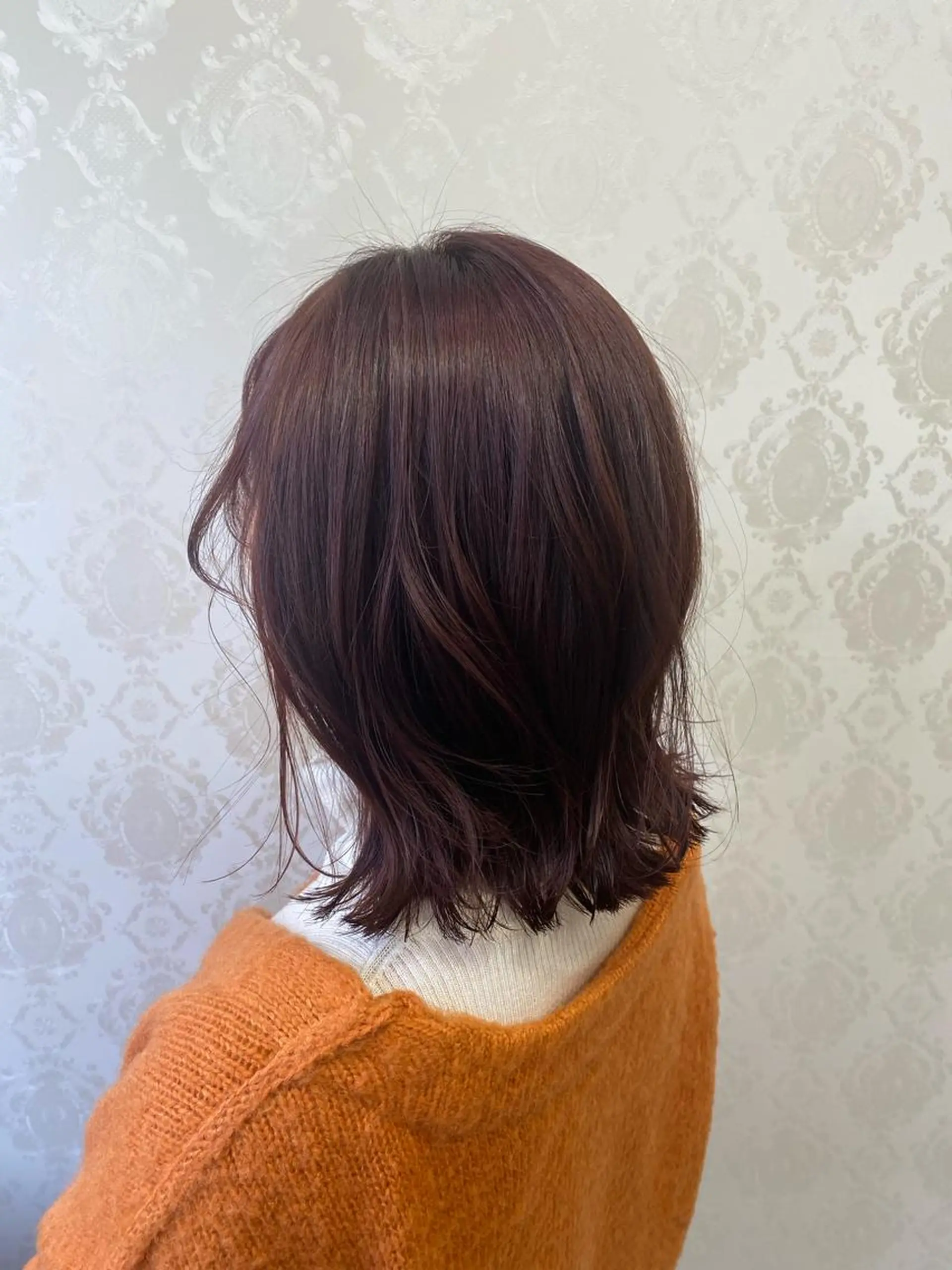 ミディアム ピンクブラウン カット ヘアカラー トリートメント ココロ☀️ CLUTCH天王寺店のヘアスタイル