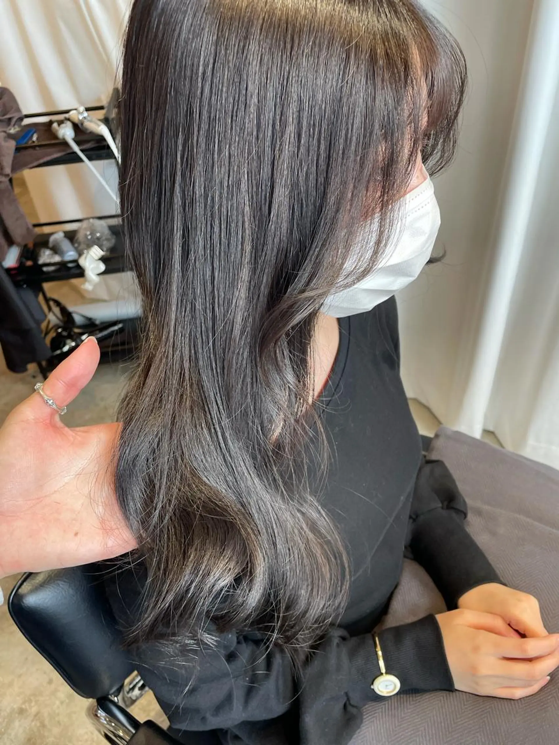 ロング カラー グレージュ 韓国風ヘア トリートメント ヘアカラー 中目黒🌼 🌼ハナのヘアスタイル