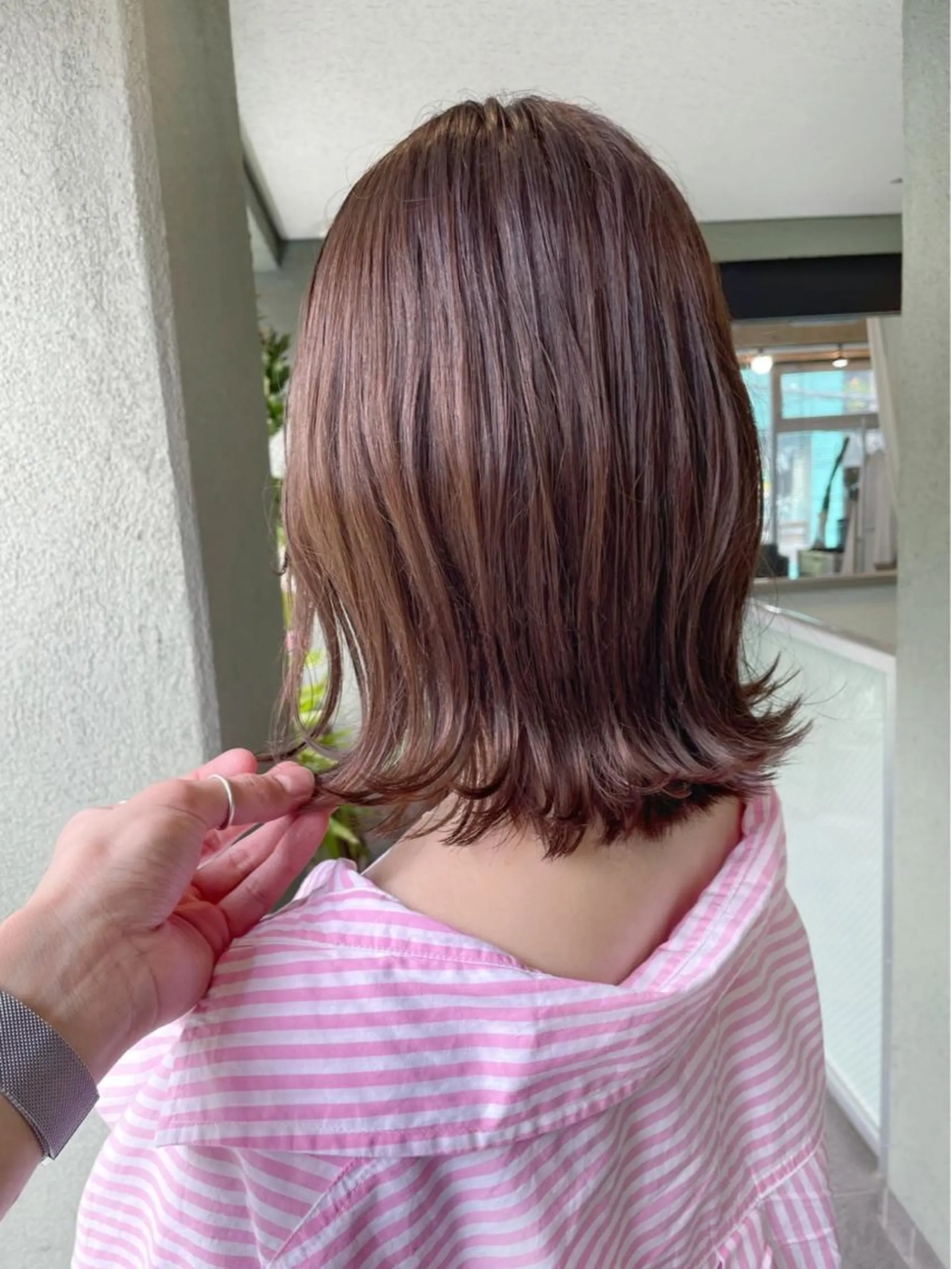 ミディアム カラー 切りっぱなしロブ カット ヘアカラー HIROKI ” stylistのヘアスタイル