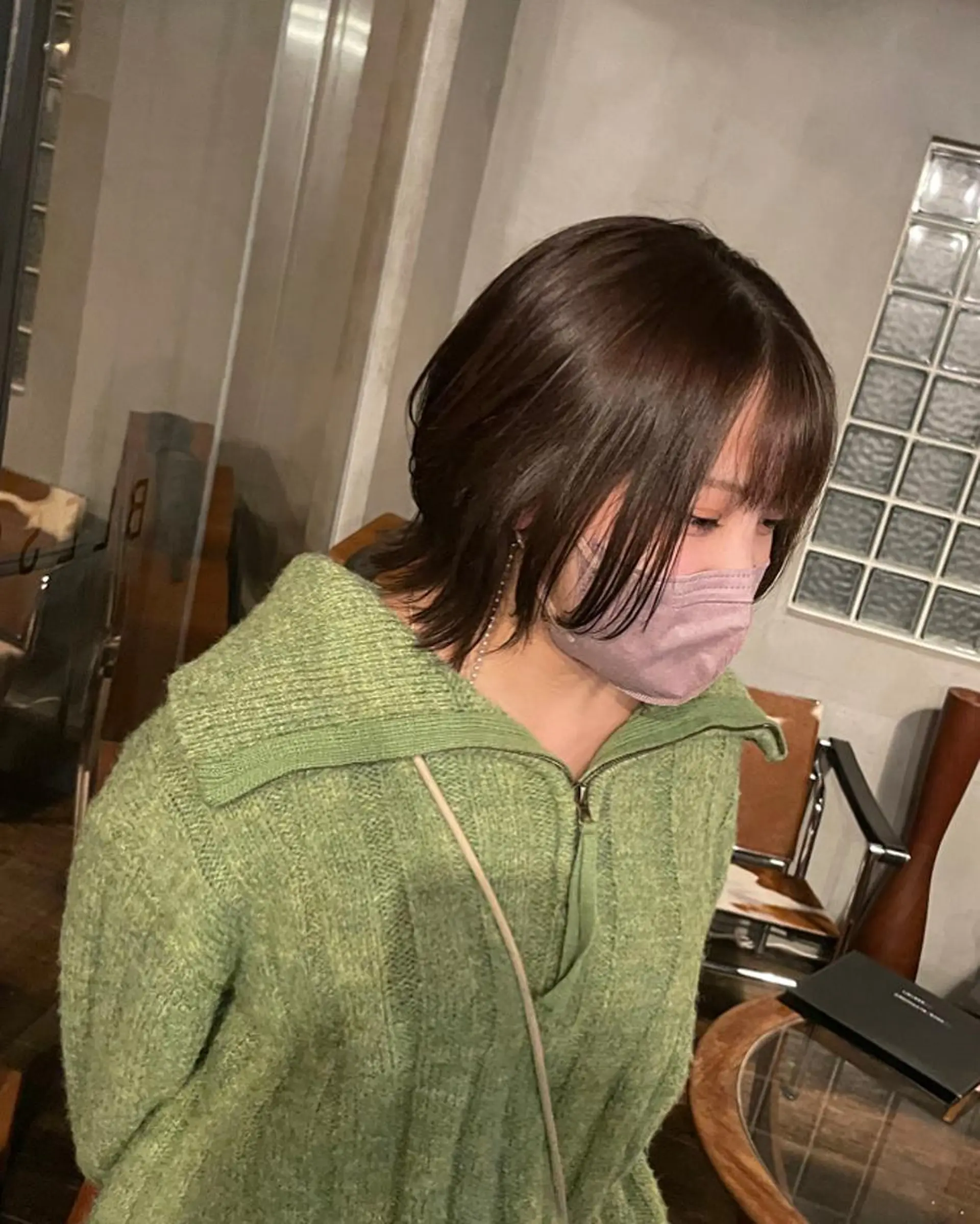 ミディアム ウルフカット 國井 廉のヘアスタイル