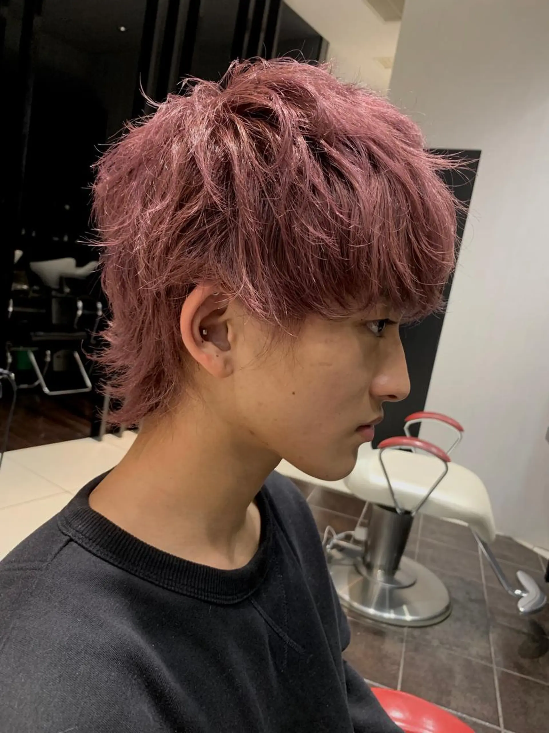 カラー メンズ メンズウルフカット ピンクカラー ウルフカット 🇺🇸海外ヘア 🇰🇷MASANOのヘアスタイル