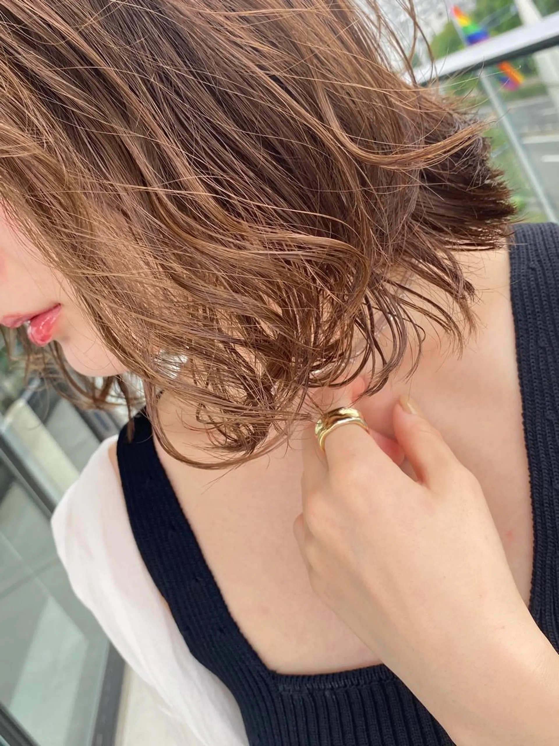 ミディアム カラー ヘアアレンジ ブリーチ ハイトーンカラー ブリーチなしカラー カット ヘアカラー トリートメント 金森 斗夢のヘアスタイル