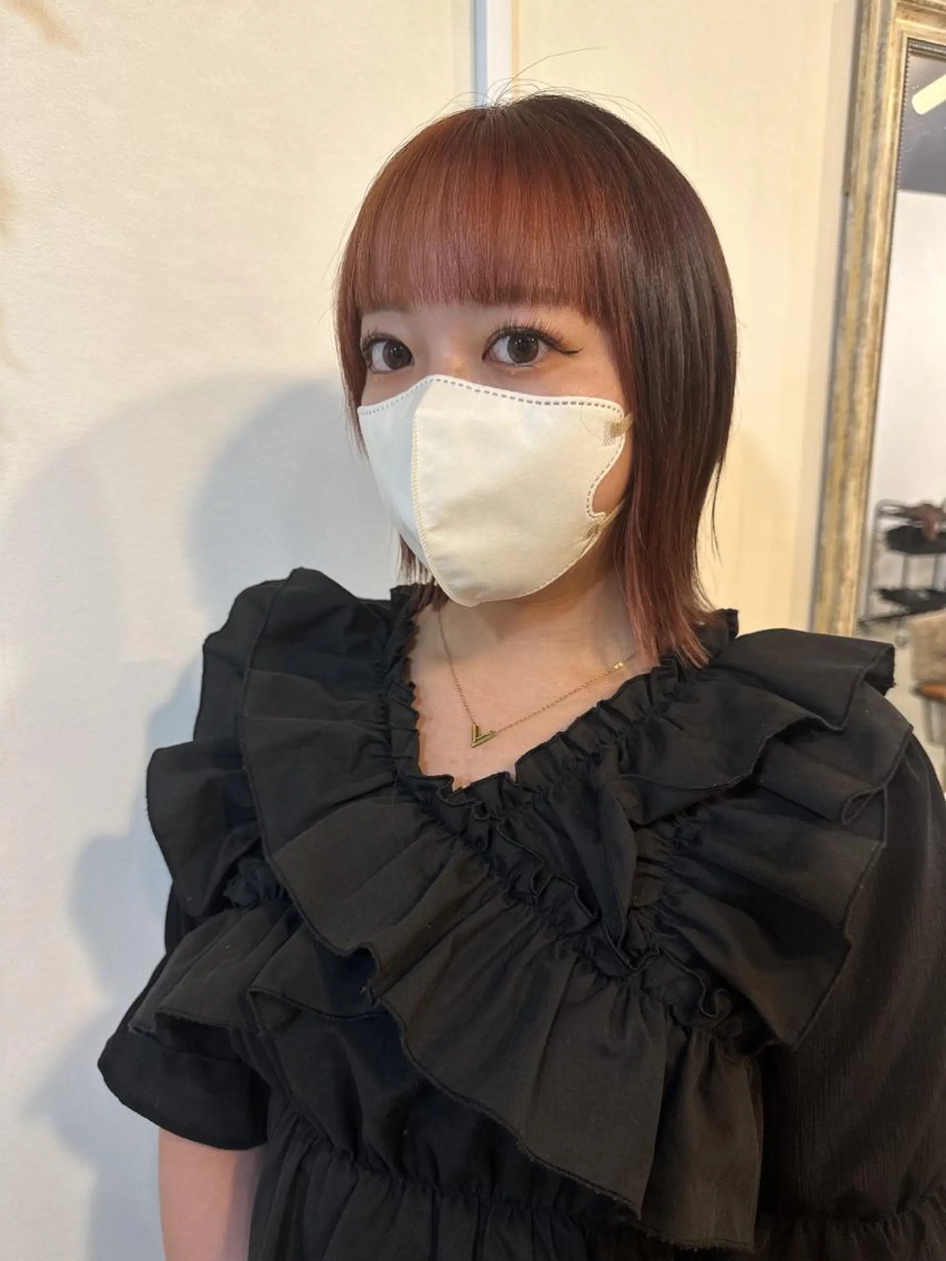 カラー ミストバング  フェイスフレーミング インナーカラー Sherry/R 三川町　木村祐里奈のヘアスタイル