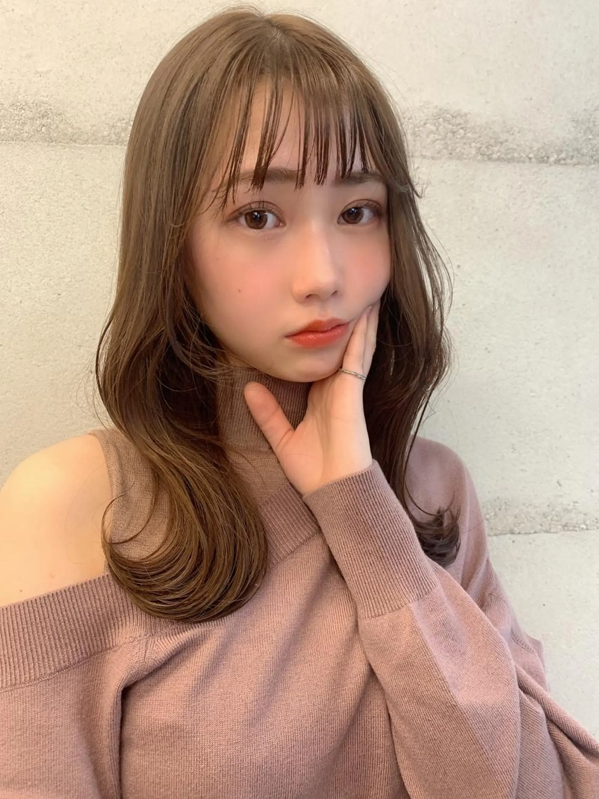 ミディアム カラー 透明感/オリーブ/ グレージュ/YUKAのヘアスタイル