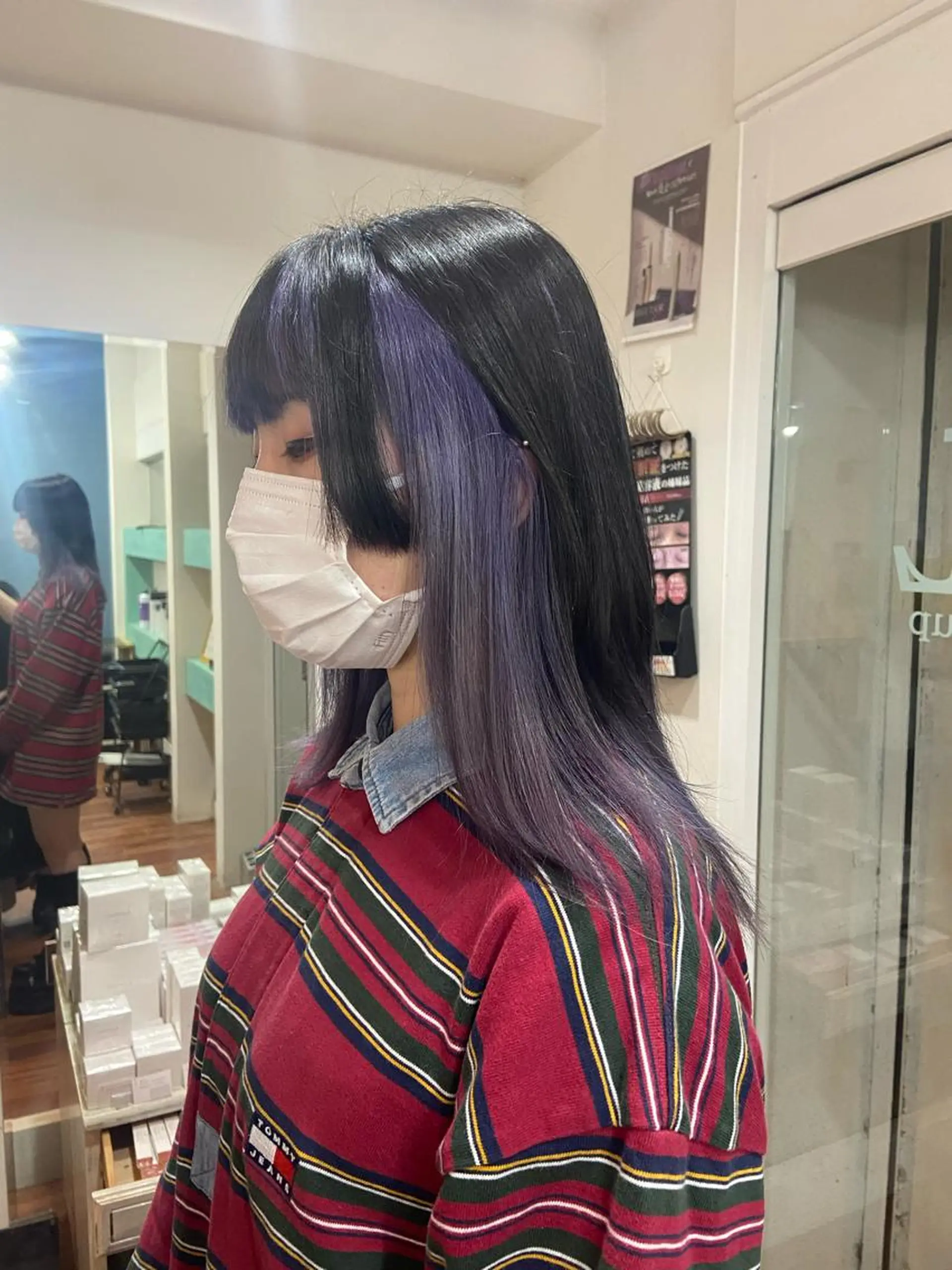セミロング カラー パープルカラー 髪質改善/ストレート /透明感/西川奈穂のヘアスタイル