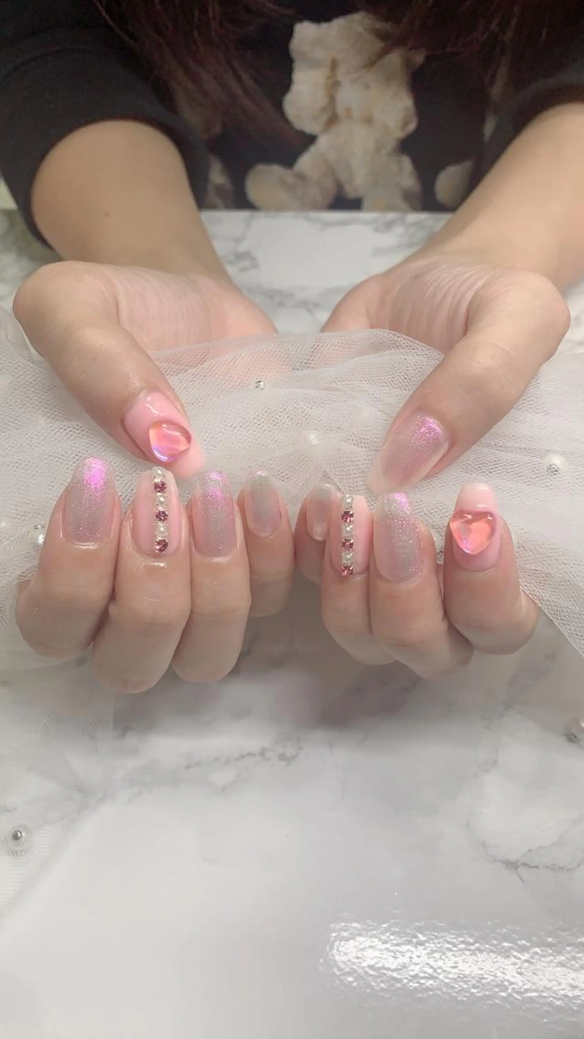 ネイル はな💎ネイル ワンホン、長さ出しのネイルデザイン