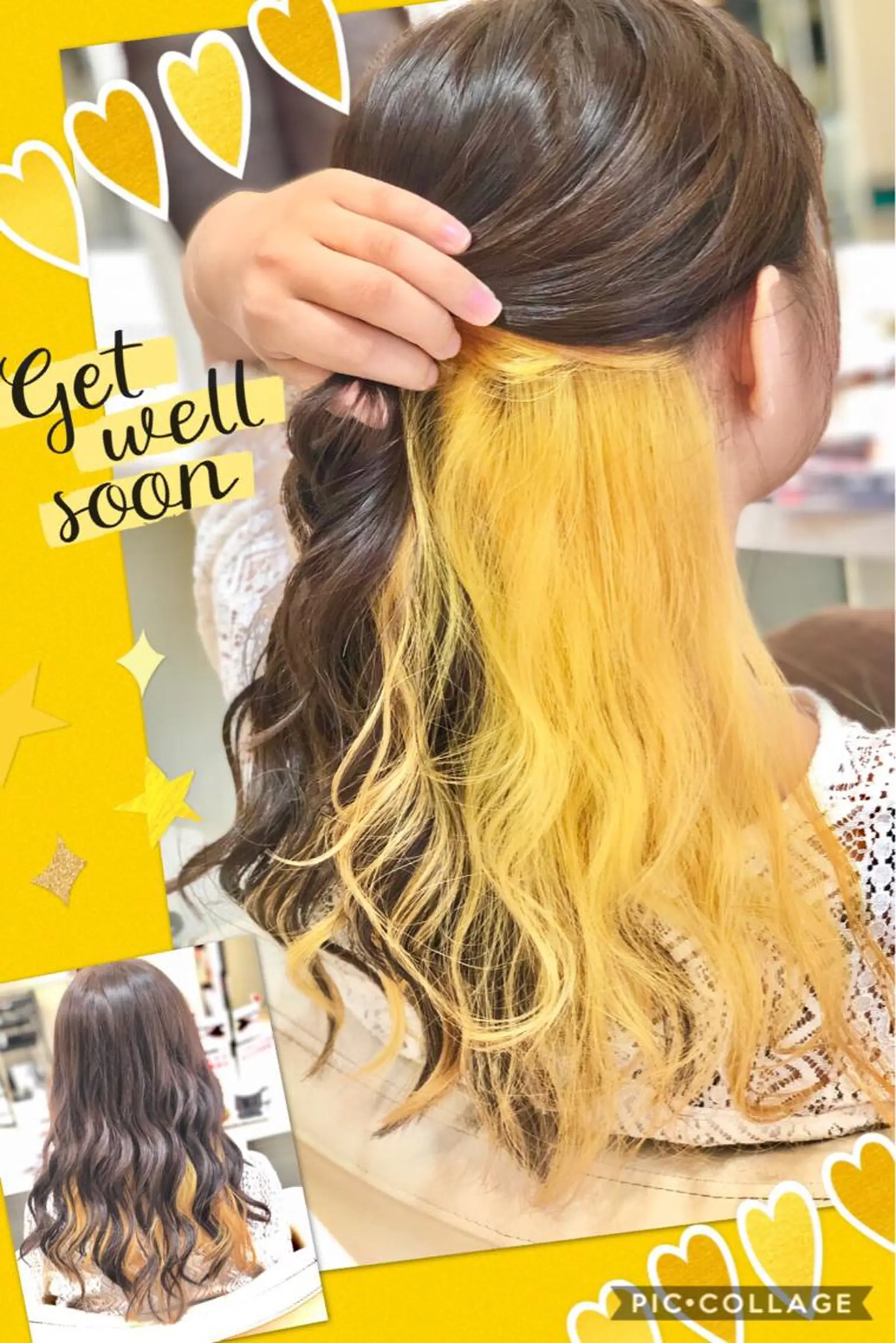 ロング カラー ブリーチ ケアブリーチ イルミナカラー イエローカラー ヘアカラー トリートメント ヘアセット 永島 桜のヘアスタイル