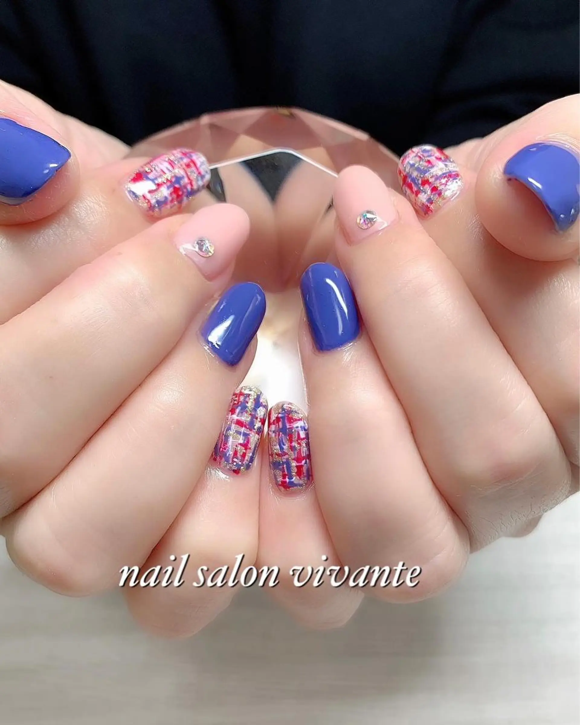 ネイル ブルー ツイードネイル nail salon vivante所属・nail salon vivanteのネイルデザイン