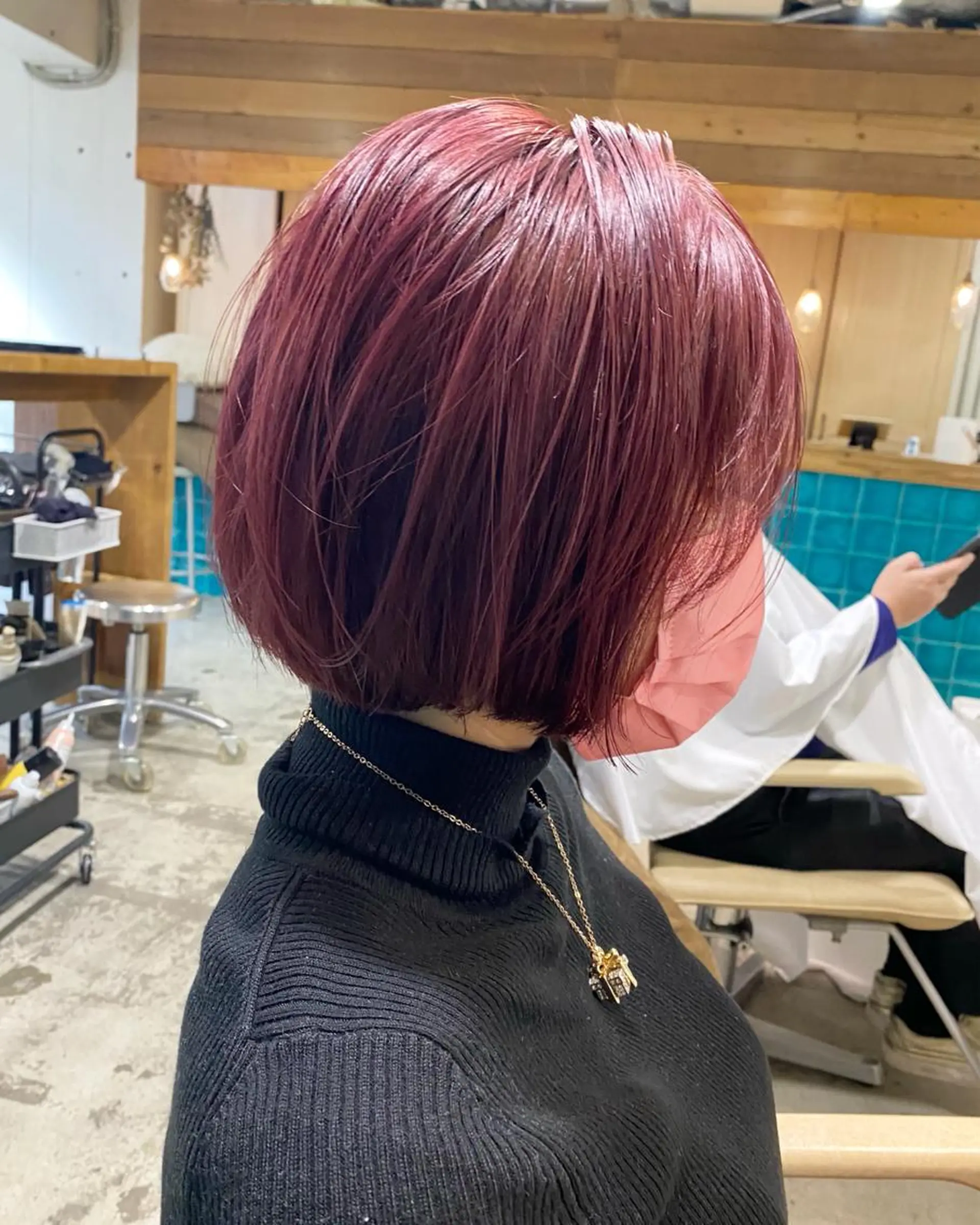 ショート カラー ピンクカラー ヘアカラー トリートメント パーマ美容師 hanaのヘアスタイル