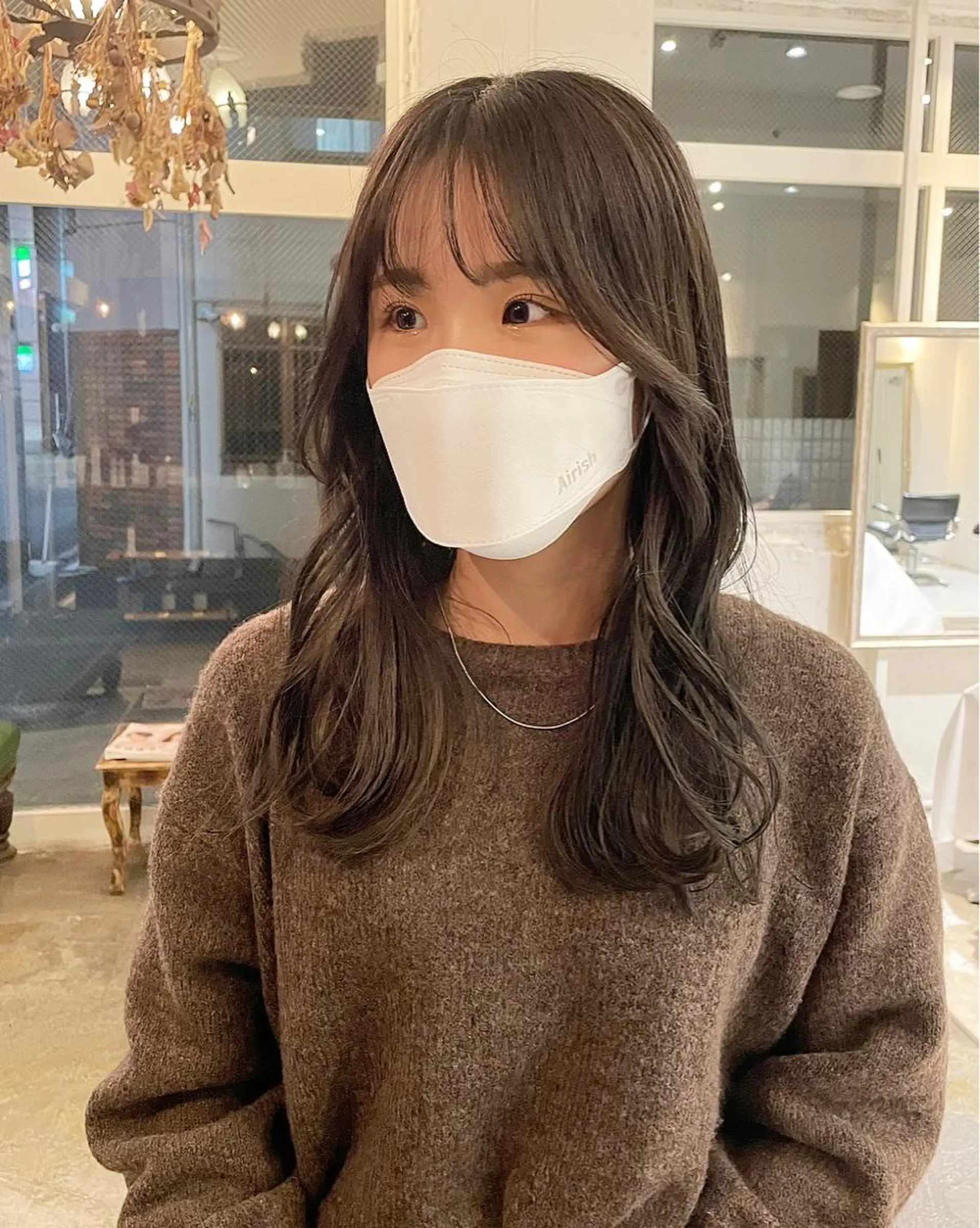 セミロング カラー ヘアアレンジ オリーブカラー 韓国風ヘア bloom所属・bloom yumaのヘアスタイル