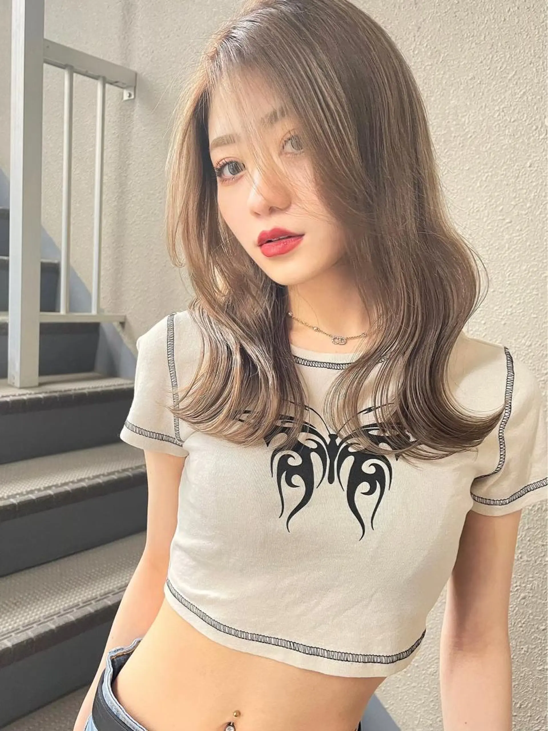 セミロング カラー ヘアアレンジ 韓国風ヘア 韓国ヘア/レイヤー Londエレンのヘアスタイル