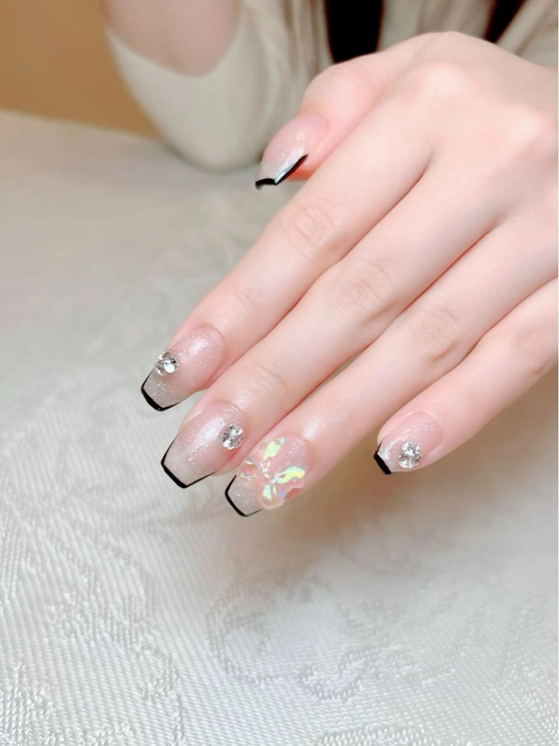 ネイル リボン ワンホンネイル ハンドネイル A.sister所属・nail salon 《A.sister》のネイルデザイン