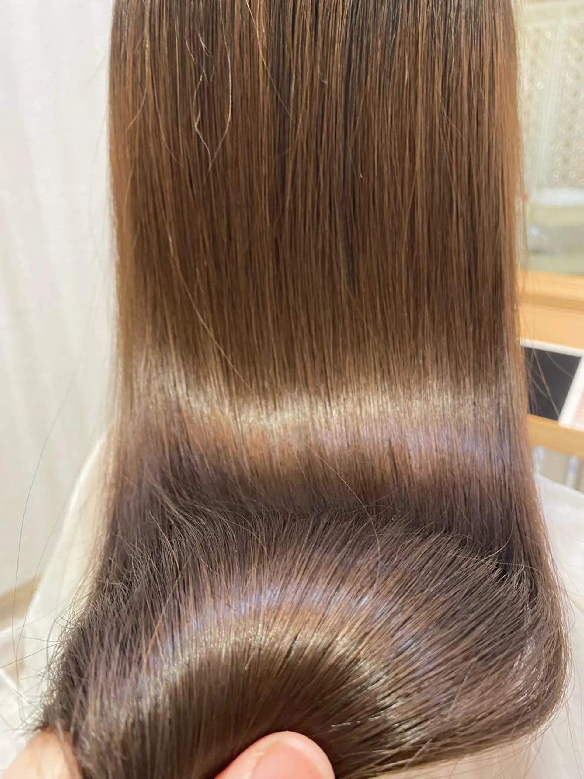 ロング ボブ ハイライト 髪質改善 レイヤーカット 似合わせカット カット トリートメント ブリーチなしWカラー /酸性ストレート河本のヘアスタイル