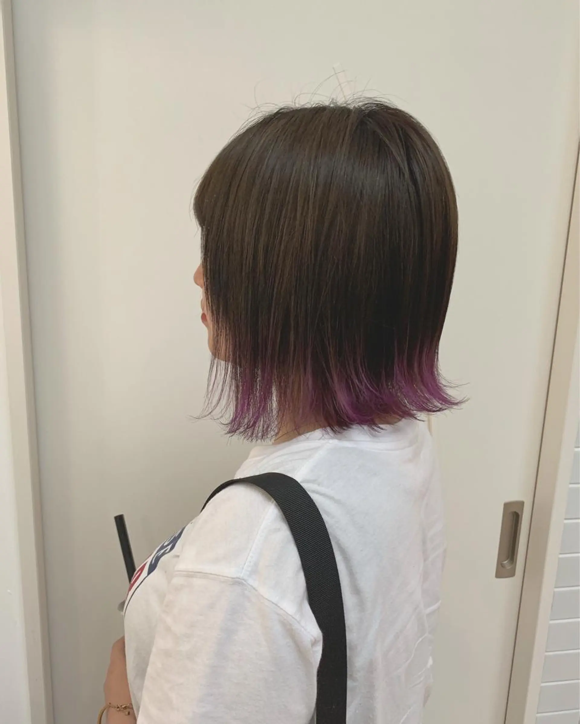 ショート カラー ブリーチ パープルカラー インナーカラー/天神 ブリーチ/吉田のヘアスタイル