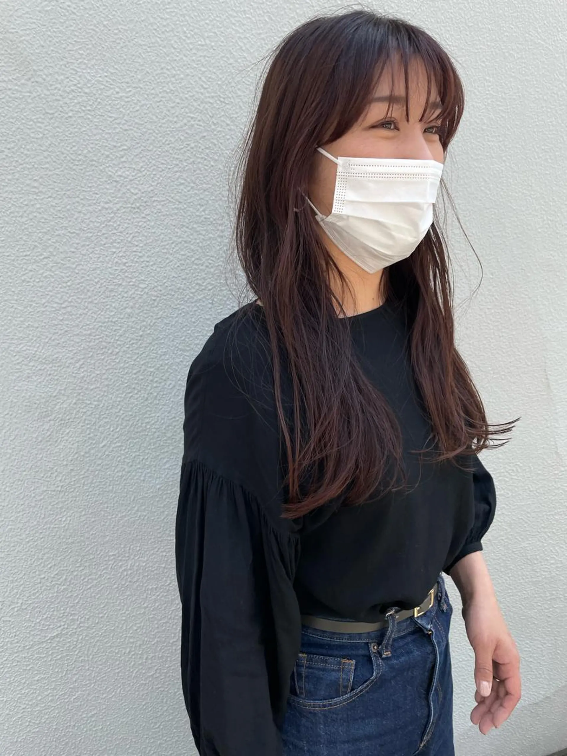 ロング パープルカラー カット ヘアカラー トリートメント さの あやねのヘアスタイル