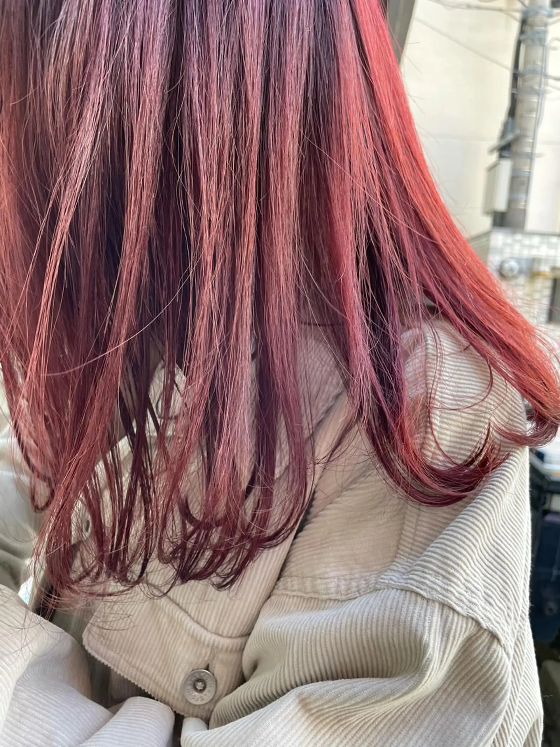 ミディアム カラー ブリーチ ブリーチなしカラー ピンクカラー カワシマ セイカのヘアスタイル