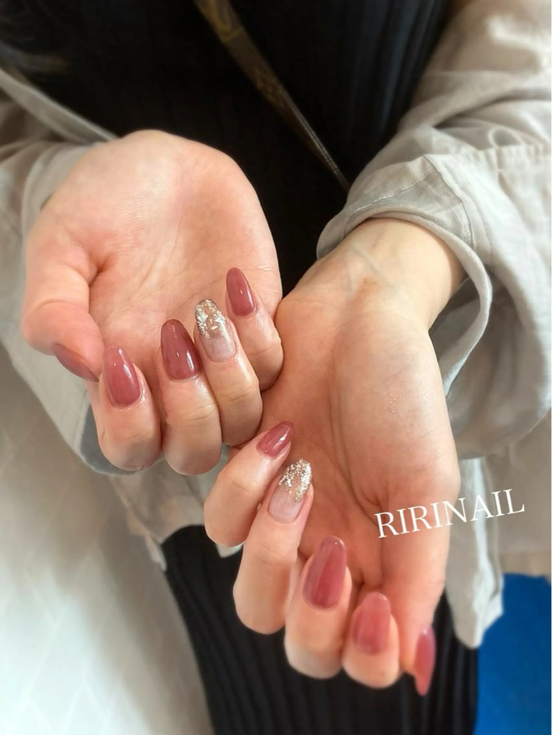 ネイル アートネイル ブラウン ラメ(グリッター) ニュアンスネイル ハンドネイル RIRI NAIL♡のネイルデザイン