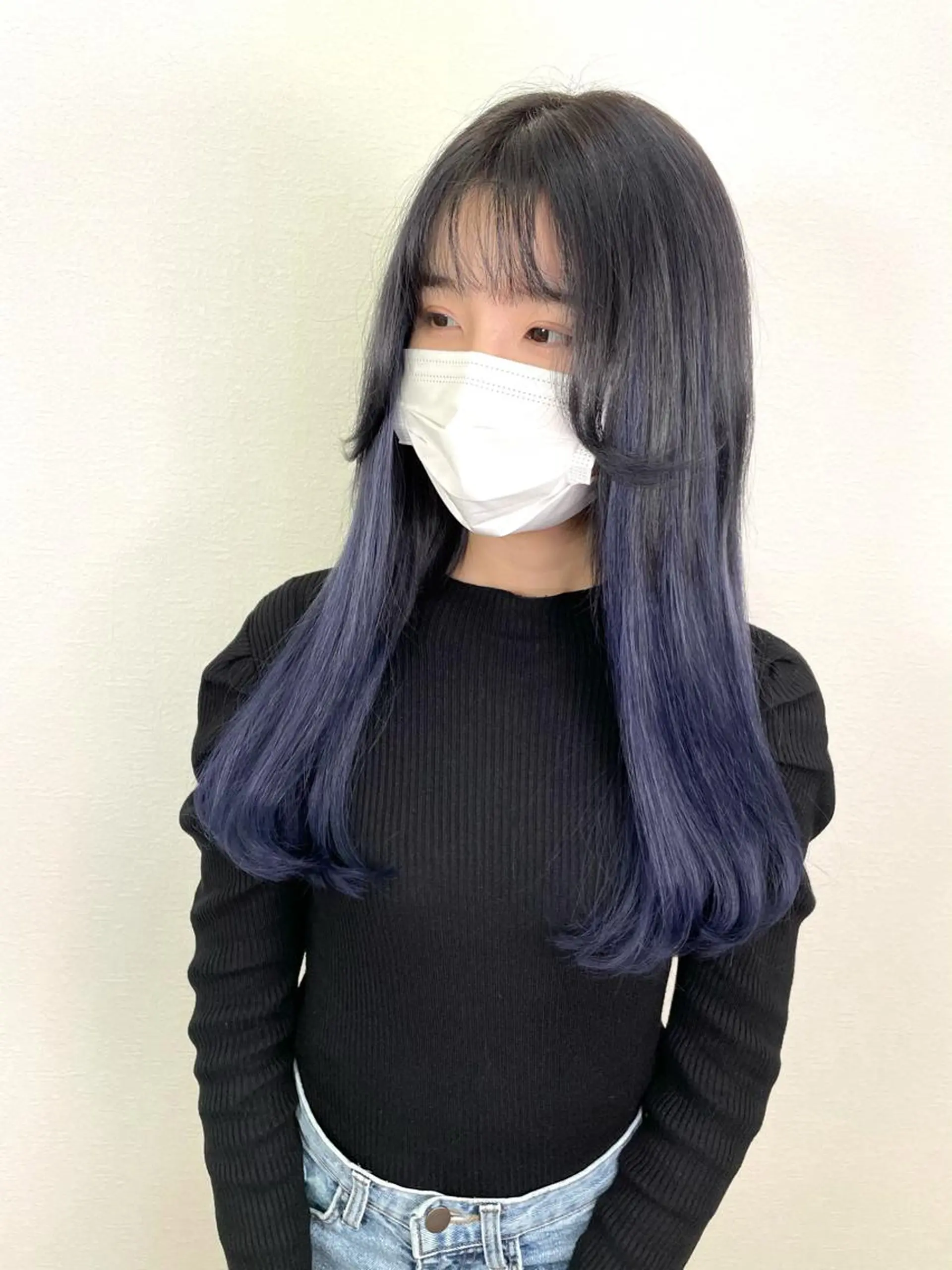 ミディアム カラー グラデーションカラー ネイビーカラー エクステ カット ヘアカラー エクステ 失敗したくない人へ ハイトーン美容師のヘアスタイル