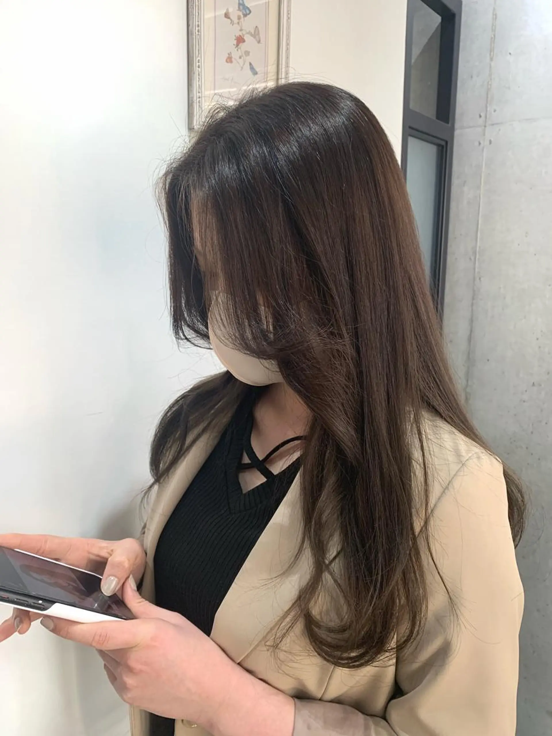 ロング ヨシンモリ 韓国風ヘア レイヤーカット ヘアカラー LITTLE _KATOのヘアスタイル