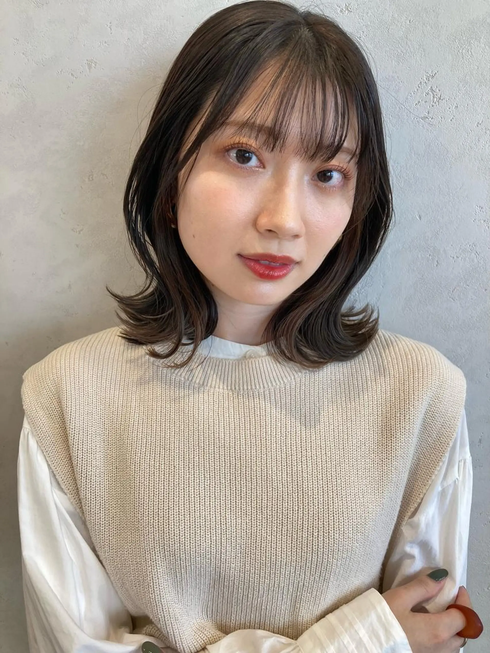 ミディアム カラー くびれヘア nono/パーマ /顔まわりカット🐈のヘアスタイル