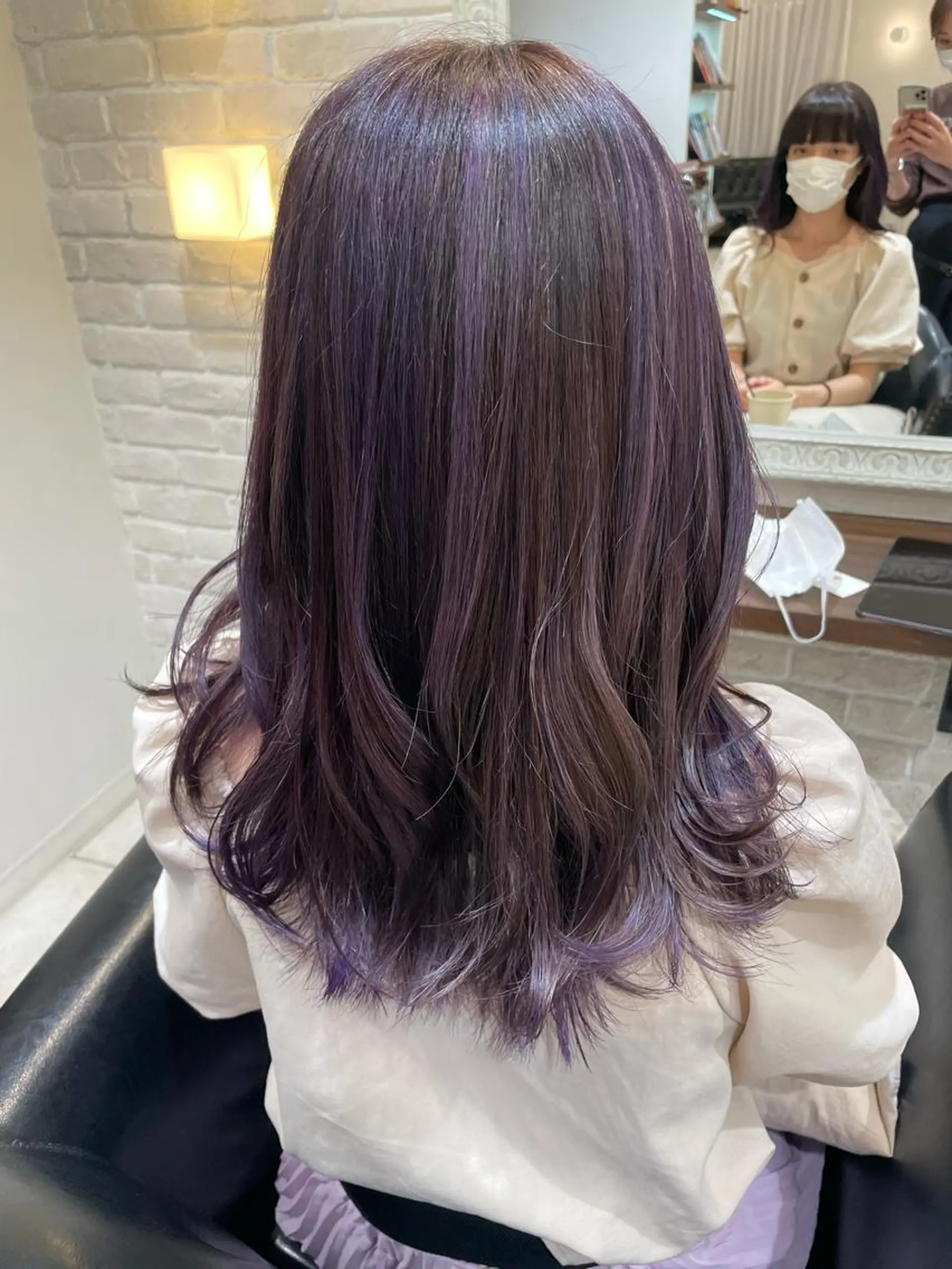 ロング パープルカラー ハイライト トリートメント 韓国風ヘア♡ runaのヘアスタイル