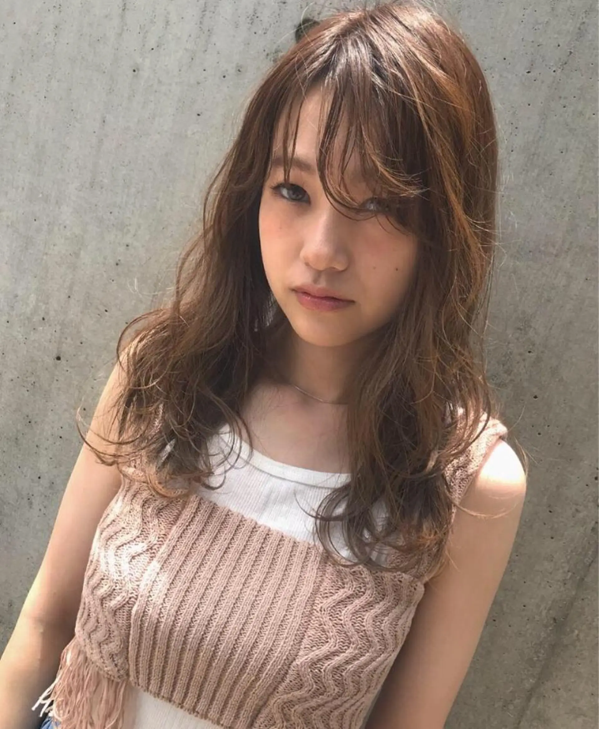 ミディアム カラー パーマ レイヤーカット lani 天神大名/ブリーチのヘアスタイル