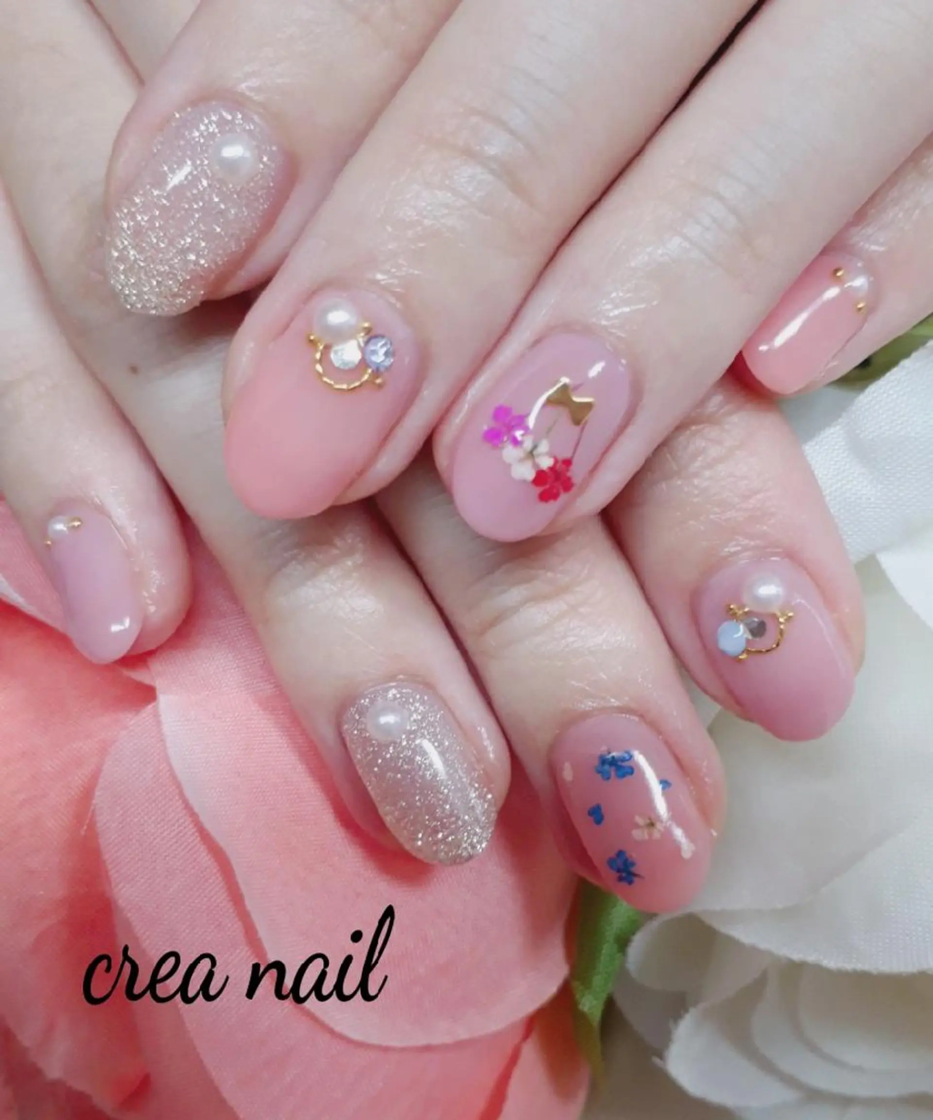 ネイル クリアネイル ピンク privateサロン creaのネイルデザイン