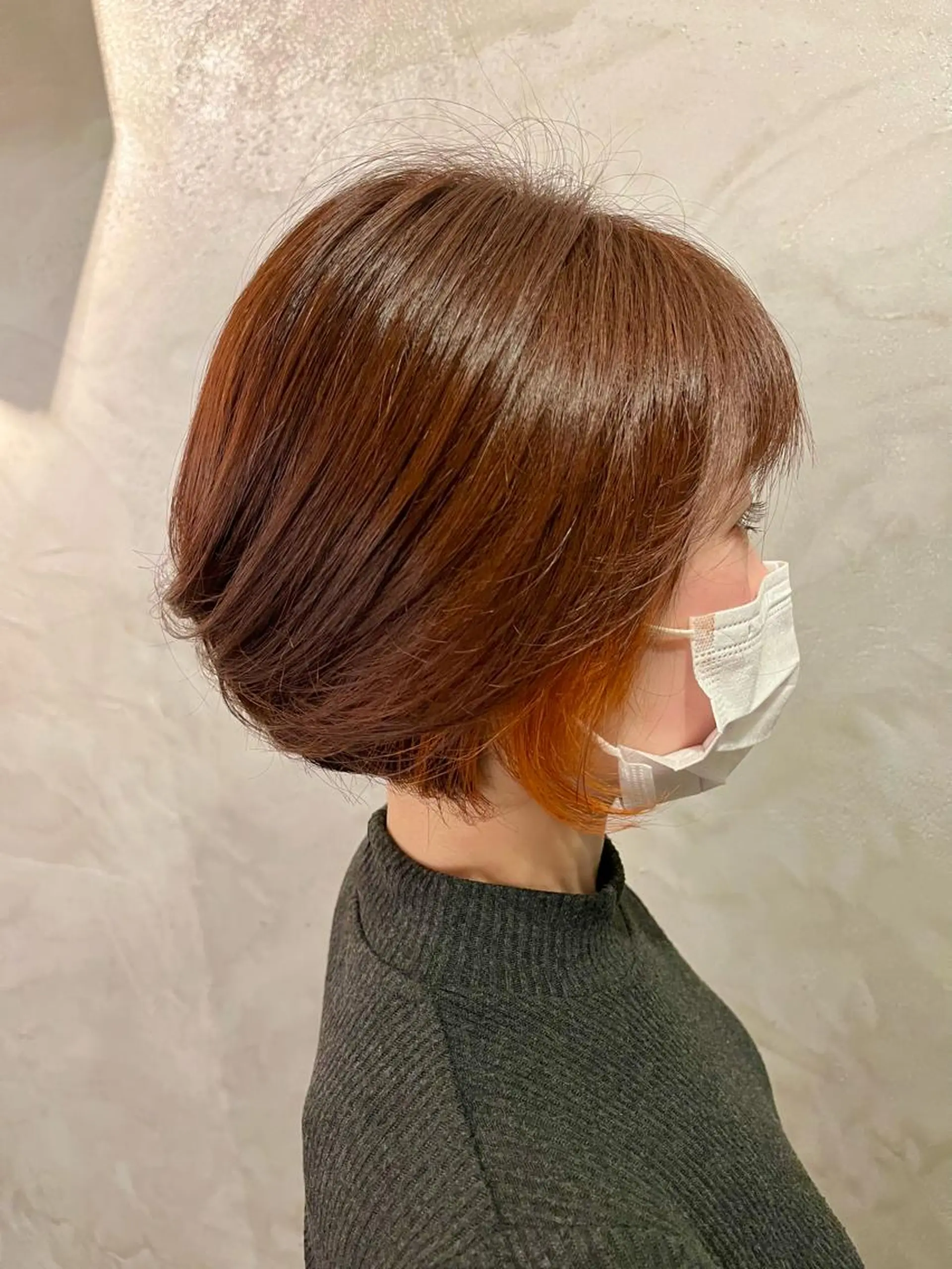 カラー イヤリングカラー オレンジ ヘアカラー FUJINO RYOのヘアスタイル