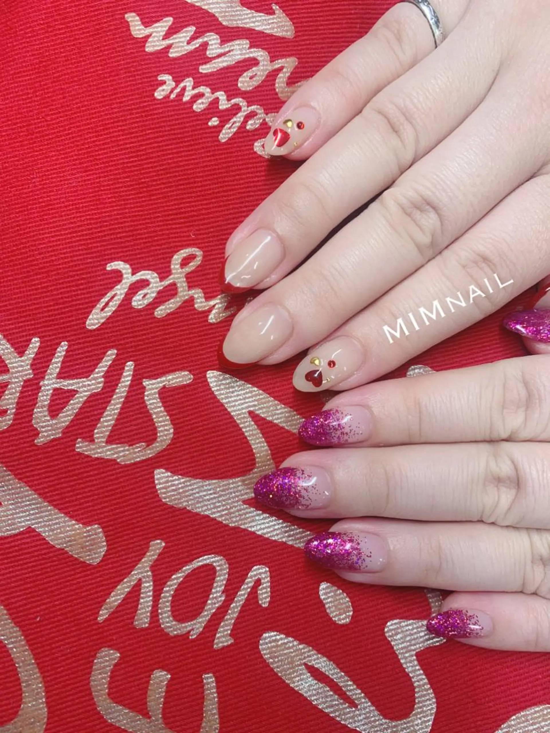 ネイル フレンチネイル ジェルネイル バレンタイン ハンドネイル *･*MIMnail 1号店･*:･*のネイルデザイン