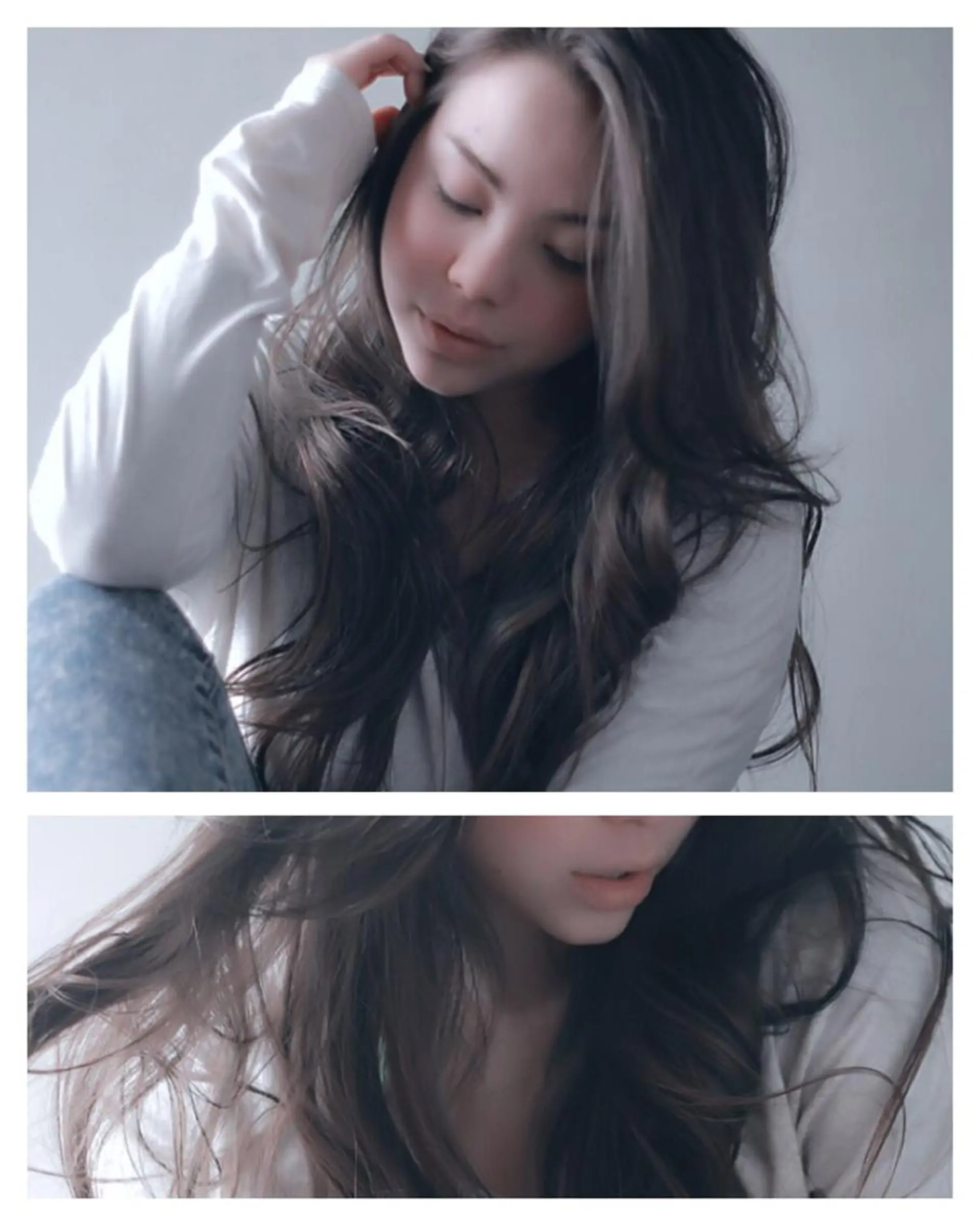 セミロング ロング カラー アッシュ ブリーチ ブリーチなしカラー レイヤーカット ロング 川間 将彦のヘアスタイル