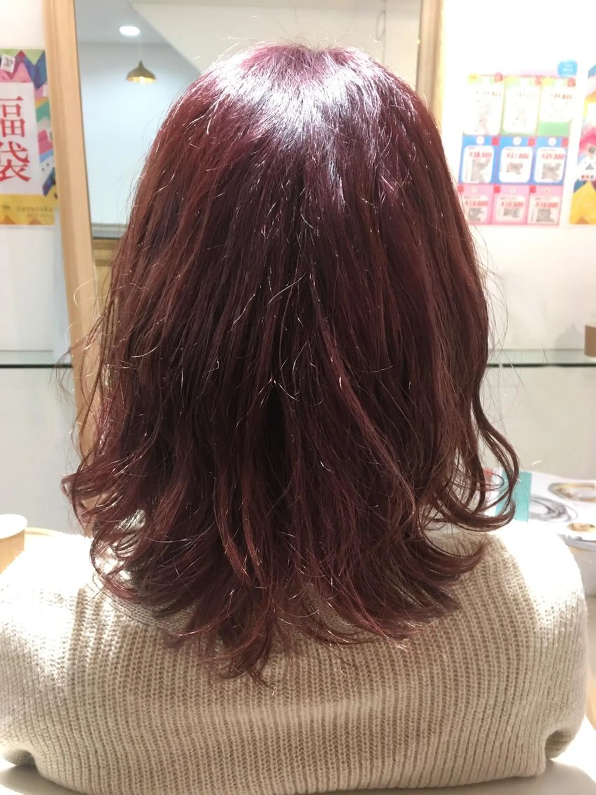 ミディアム カラー ピンクカラー 安永 涼のヘアスタイル