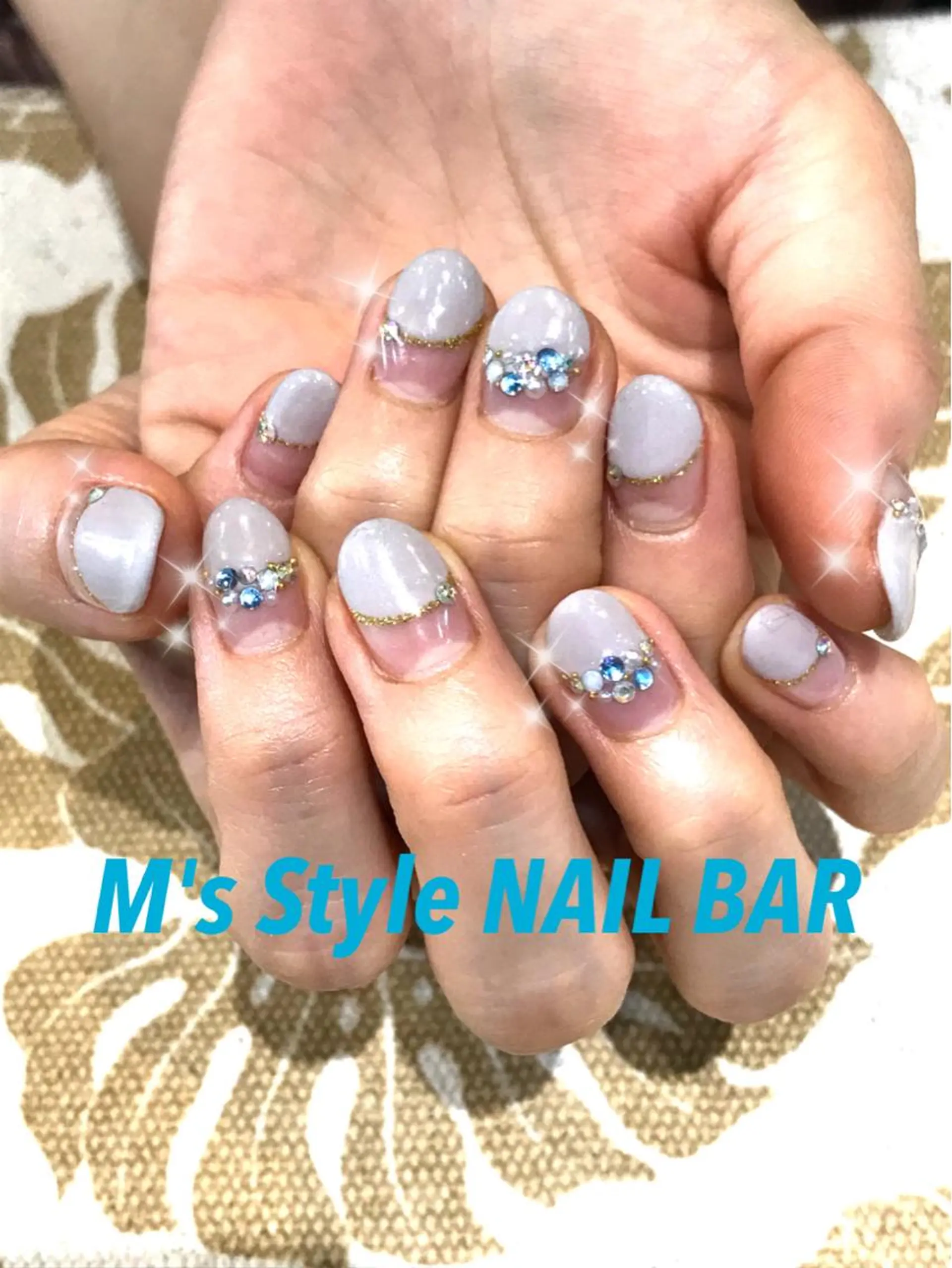 ネイル ブルー ストーンネイル ハンドネイル M's Style NAIL BARのエステ・リラクイメージ