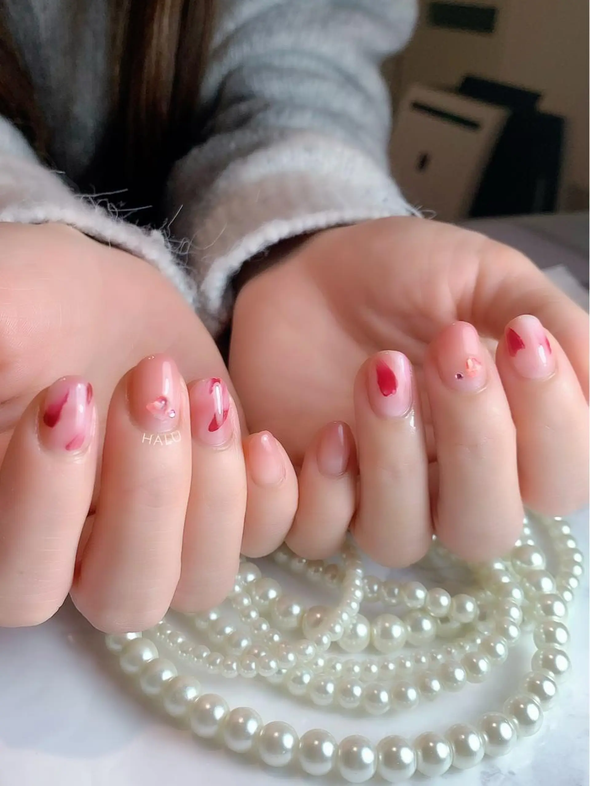 ネイル ハート ぷっくりネイル HALU ハルのネイルデザイン