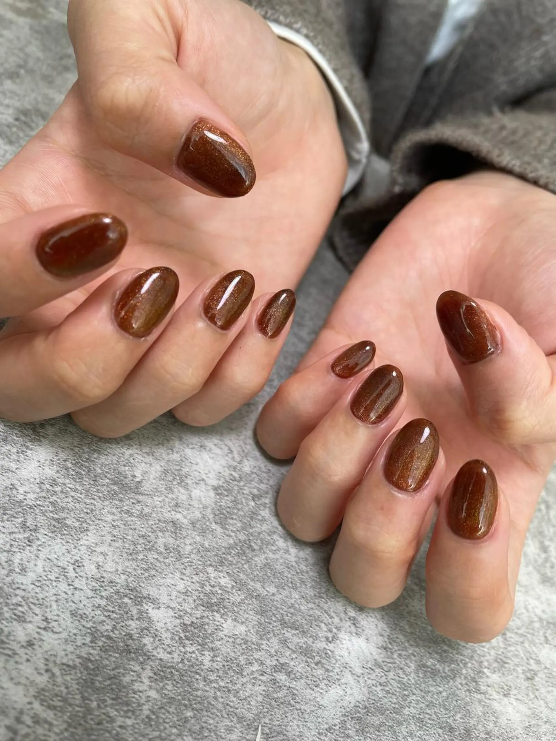 ネイル ブラウン ゴールド マグネットネイル ハンドネイル ma riのネイルデザイン