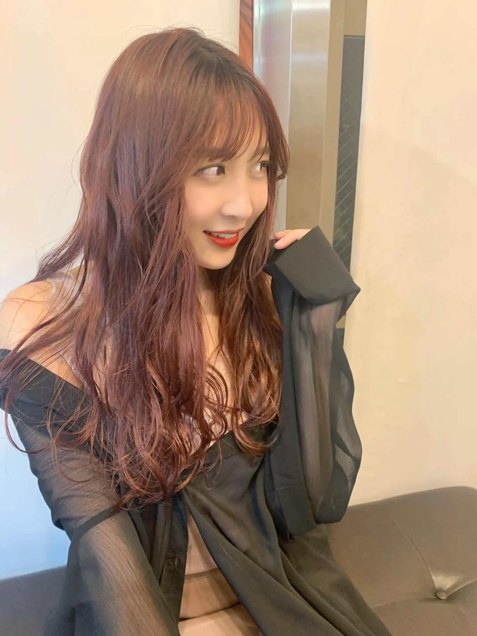 ロング カラー オルチャンヘア カット ヘアカラー トリートメント 藤間 帆乃夏（とうまほのかのヘアスタイル