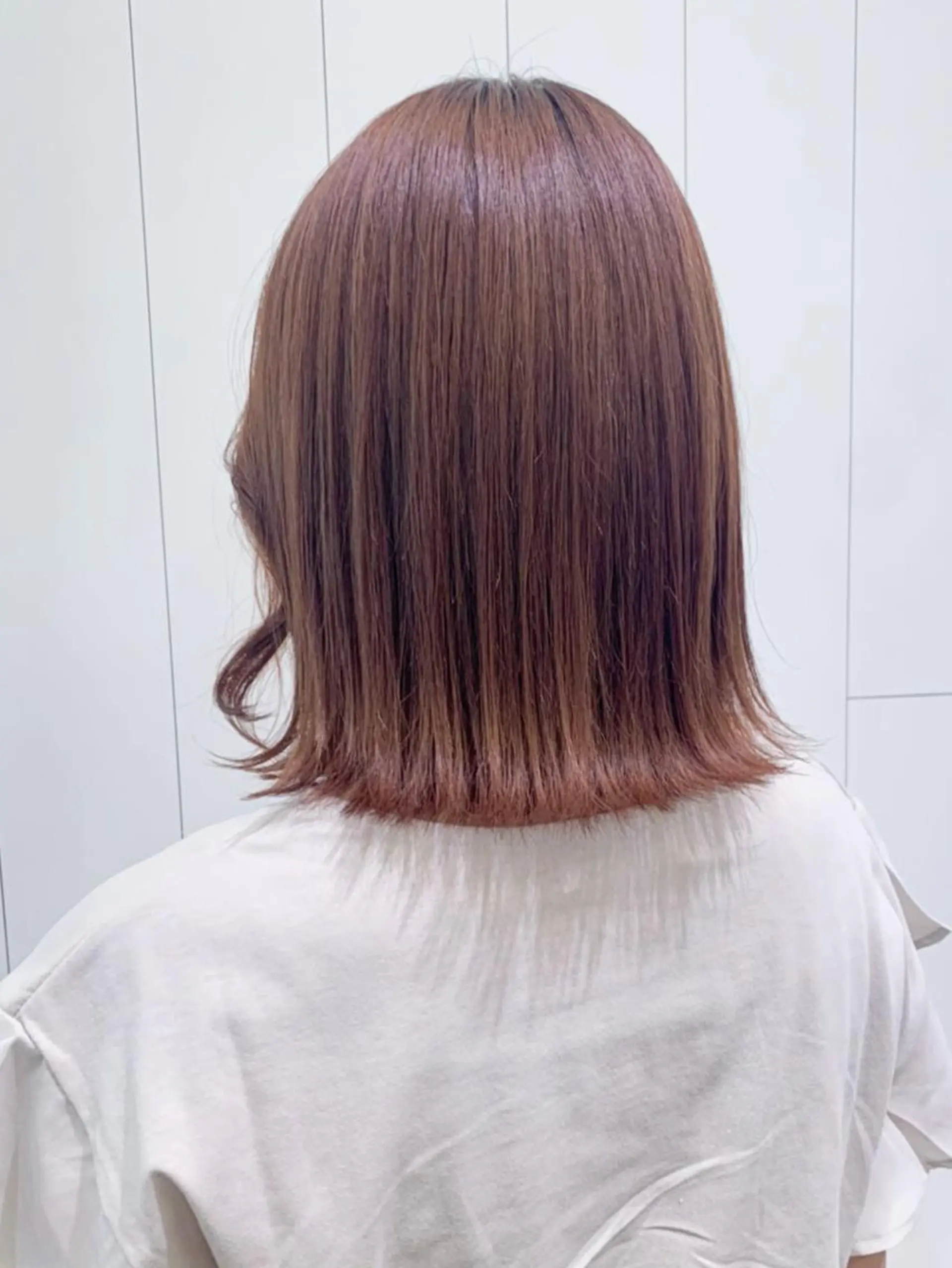 ミディアム カラー パーマ ヘアアレンジ ブラウンカラー オレンジ オレンジブラウン ITbyALBUM 藤沢店のヘアスタイル