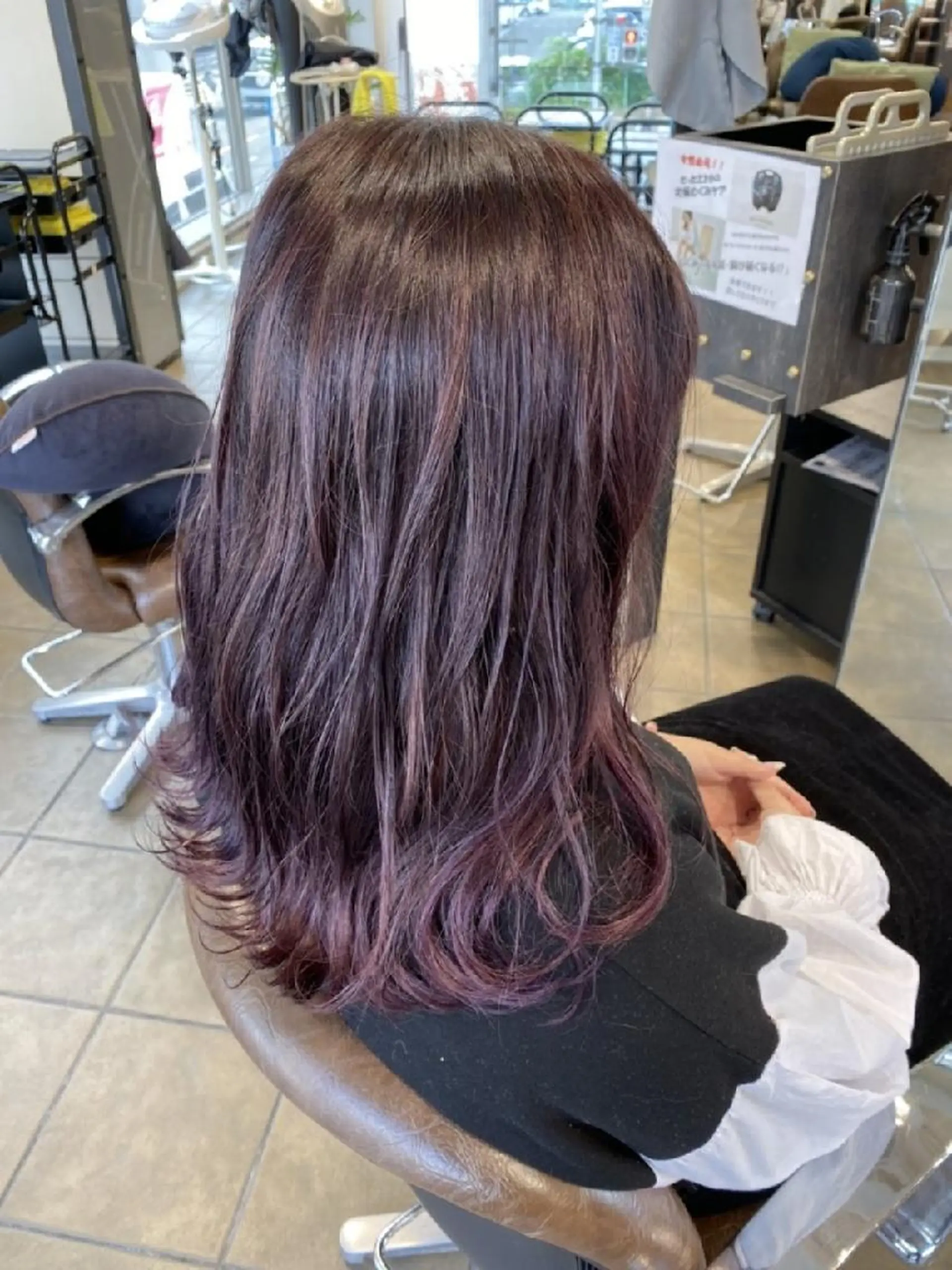 ミディアム ヘアカラー Luisハイライト　 喜連瓜破、髪質改善のヘアスタイル