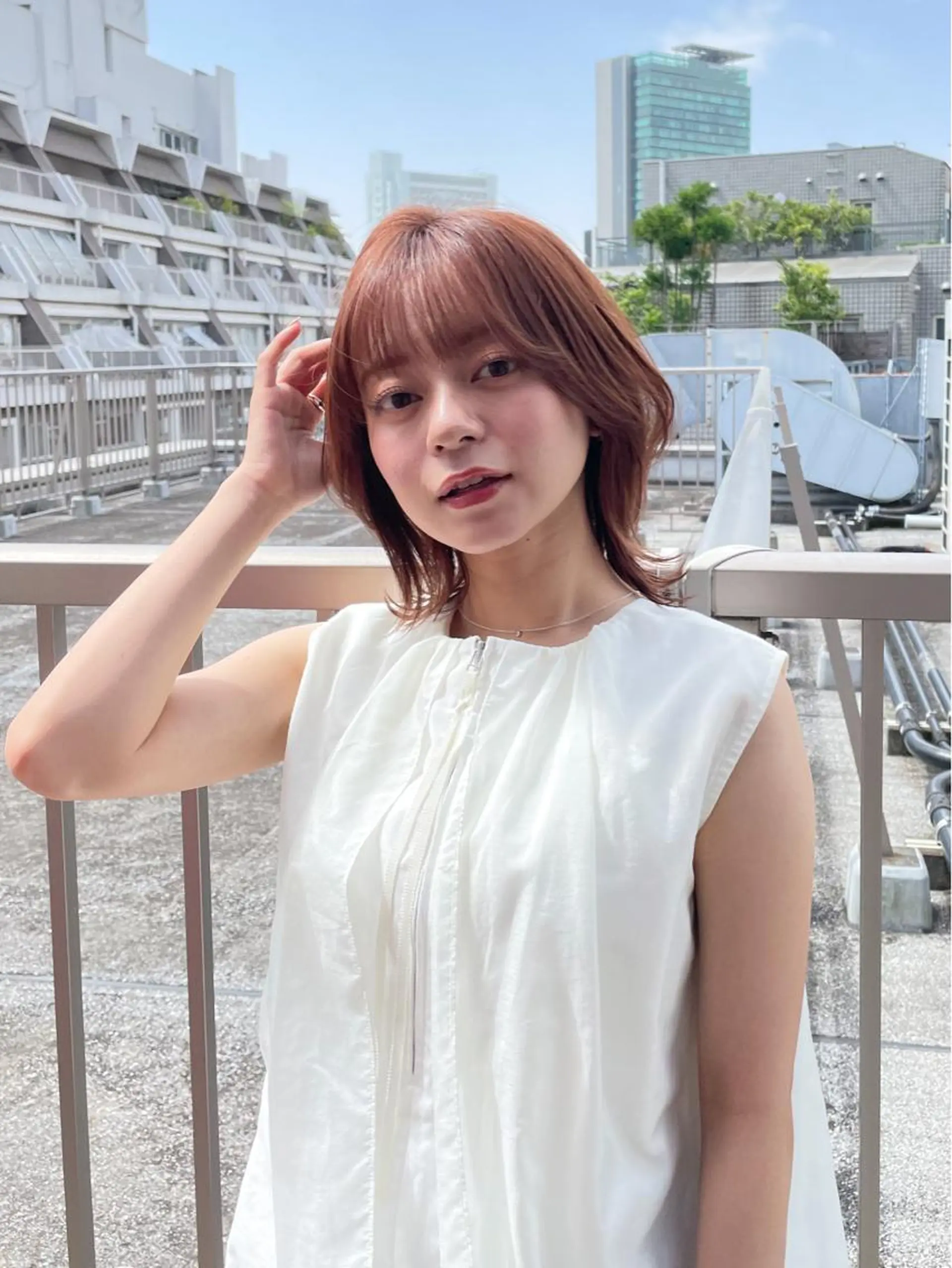 ミディアム ボブ くびれヘア シースルーバング fifth天神/末廣 和也のヘアスタイル