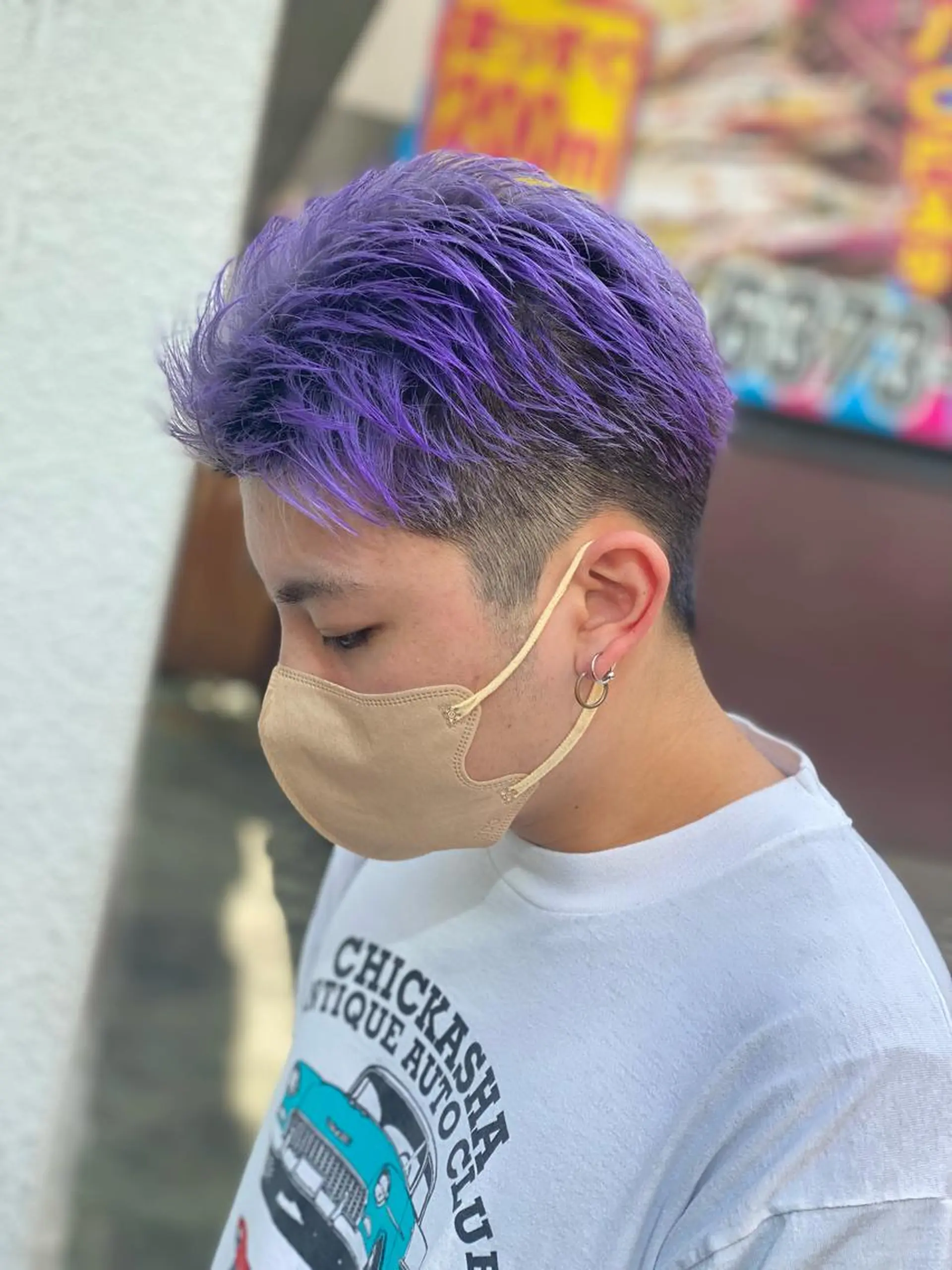 ショート カラー メンズ メンズブリーチ メンズハイトーン メンズウルフカット ブリーチ デザインカラー sunc所属・梅田l大人韓国ヘア レイヤー×艶カラーのヘアスタイル