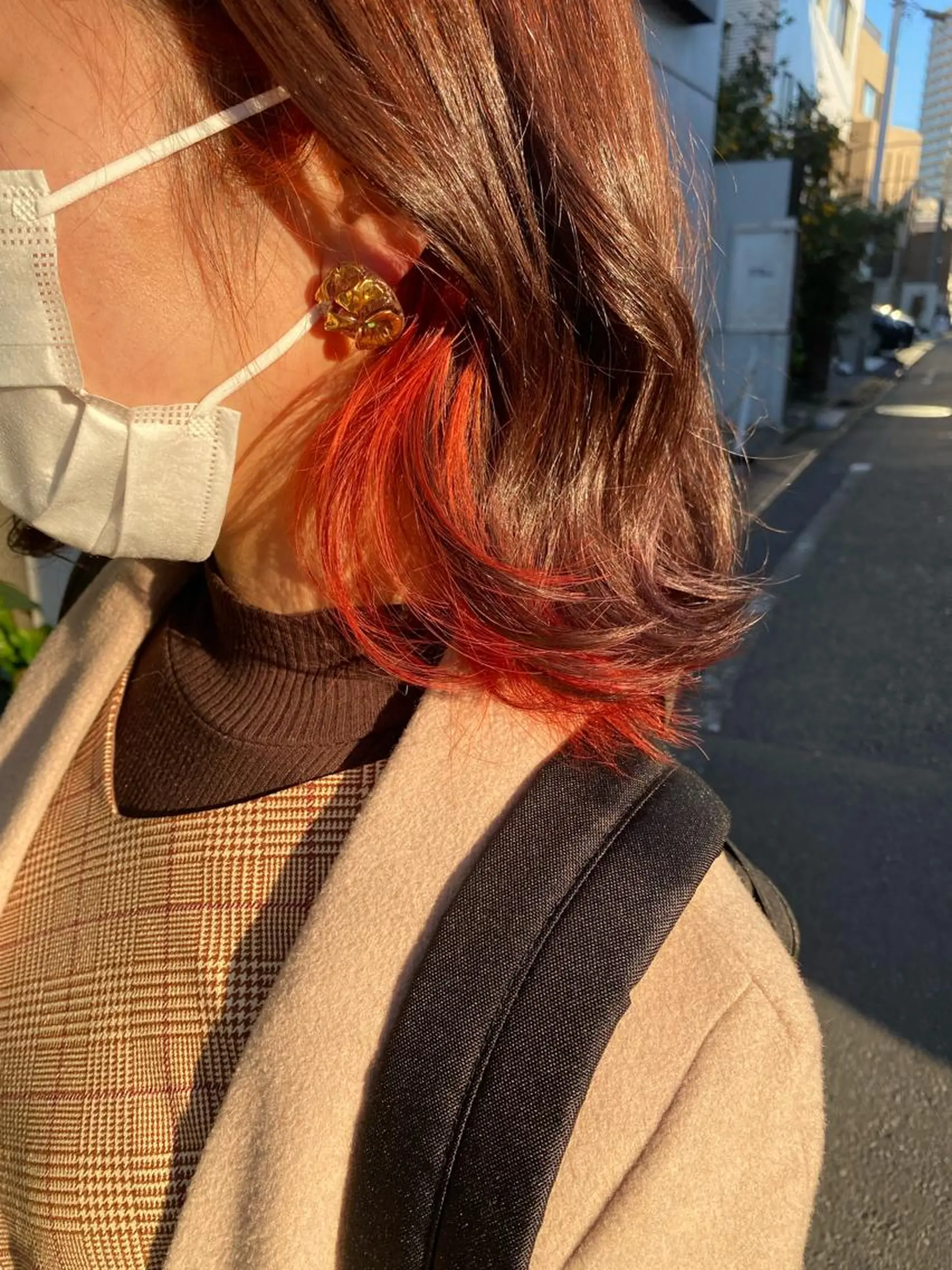 セミロング カラー オレンジ お任せヘア☘️☘️ 及川渚のヘアスタイル