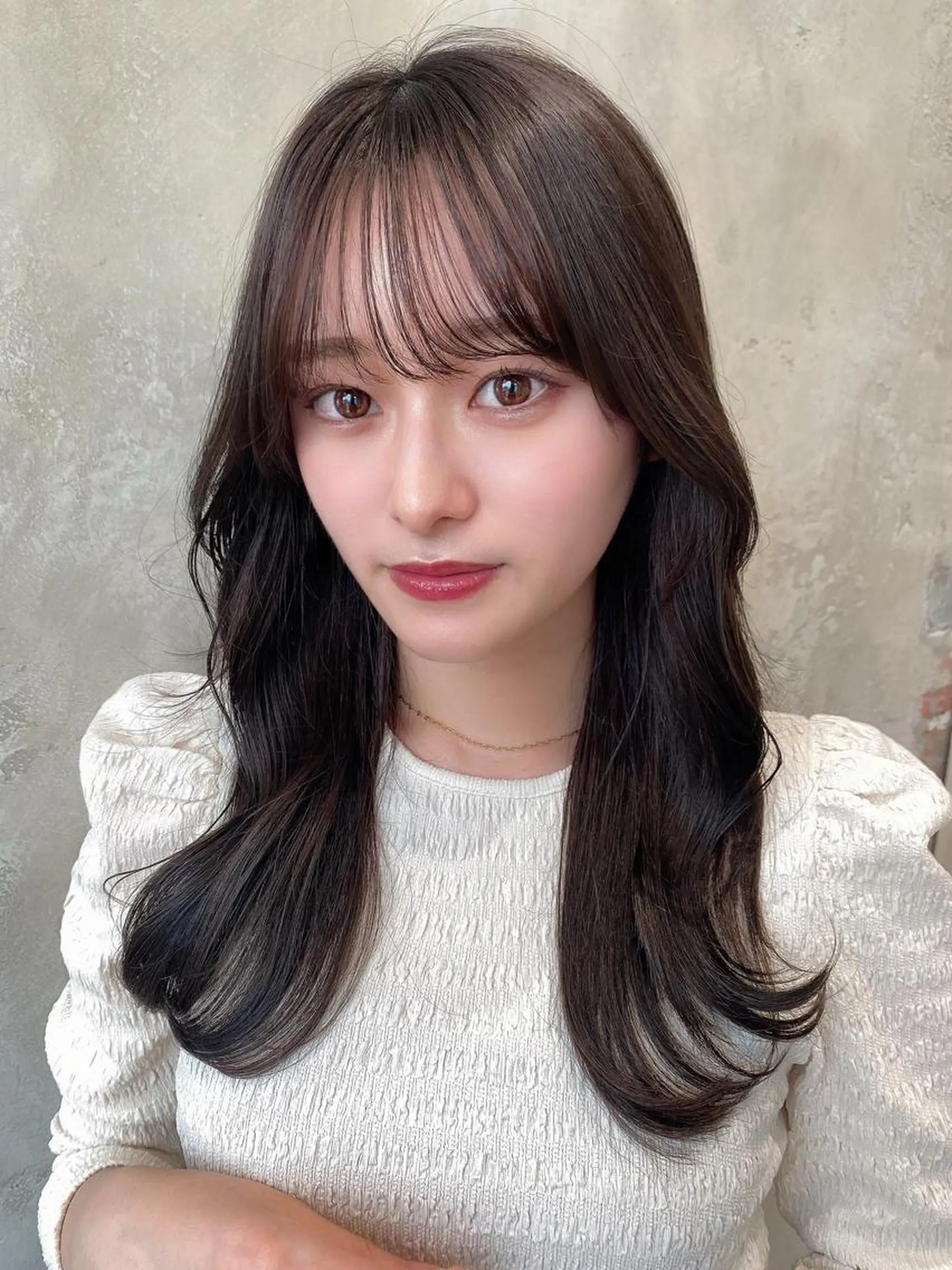 セミロング カラー ベージュカラー ブラウンカラー ブラウンベージュ くびれヘア カット ヘアカラー トリートメント 顔周り/くびれヘア 韓国ヘア💕風間るなのヘアスタイル