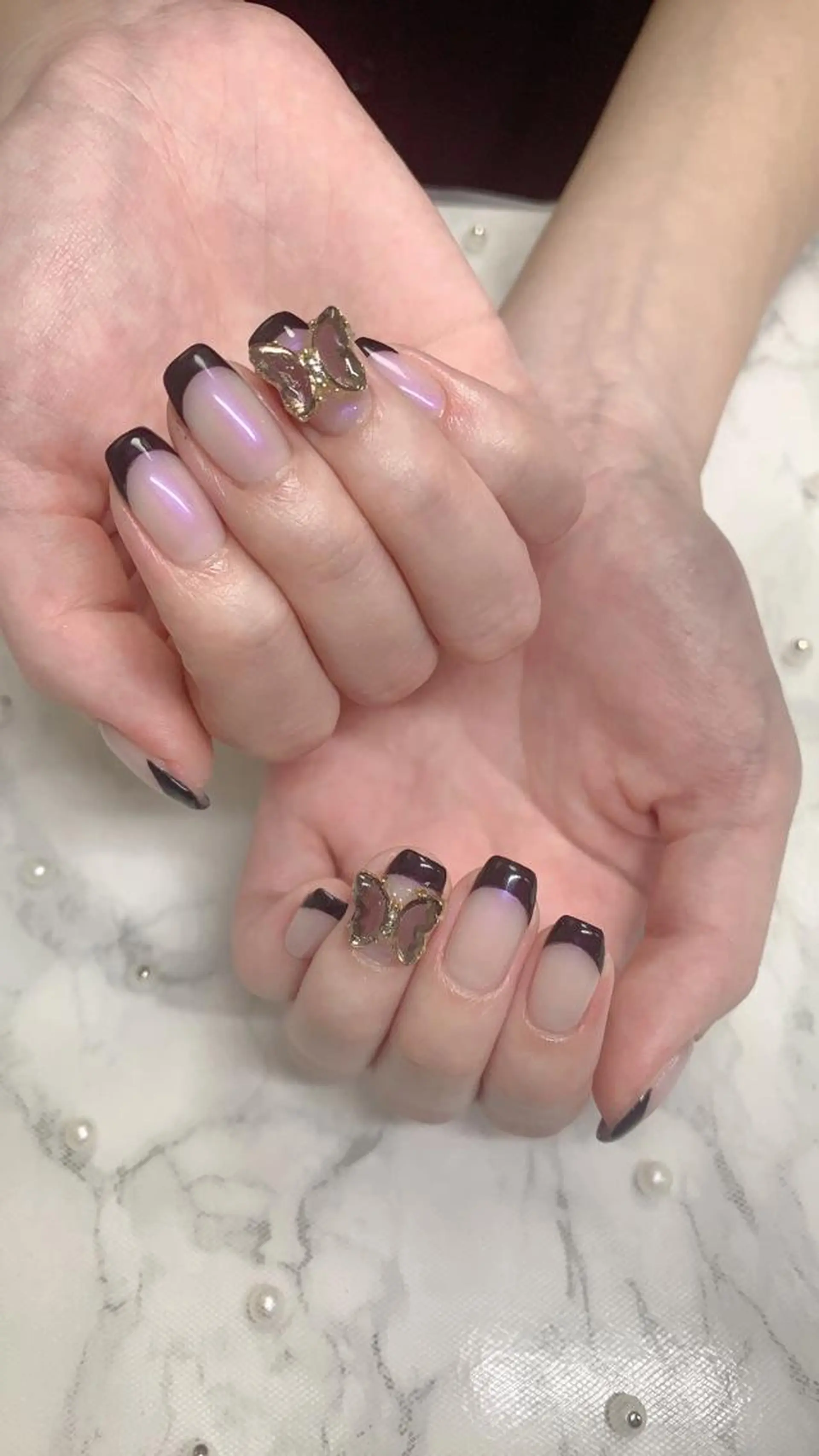 ネイル フレンチネイル ハンドネイル はな💎ネイル ワンホン、長さ出しのネイルデザイン