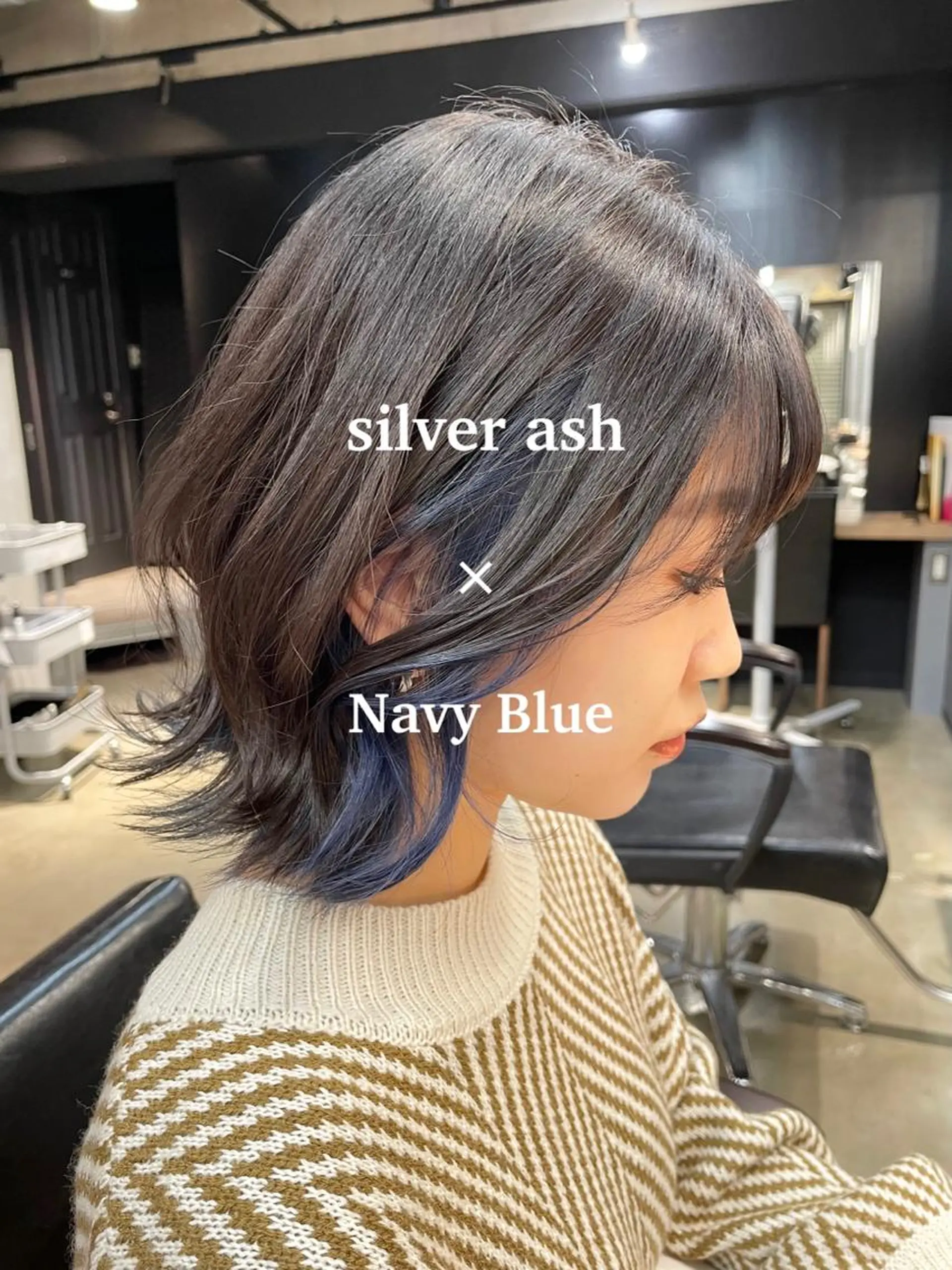 ショート カラー ブルーカラー インナーカラー ネイビーカラー lowha 上尾所属・Lowha_ageo 💐Fuzukiのヘアスタイル