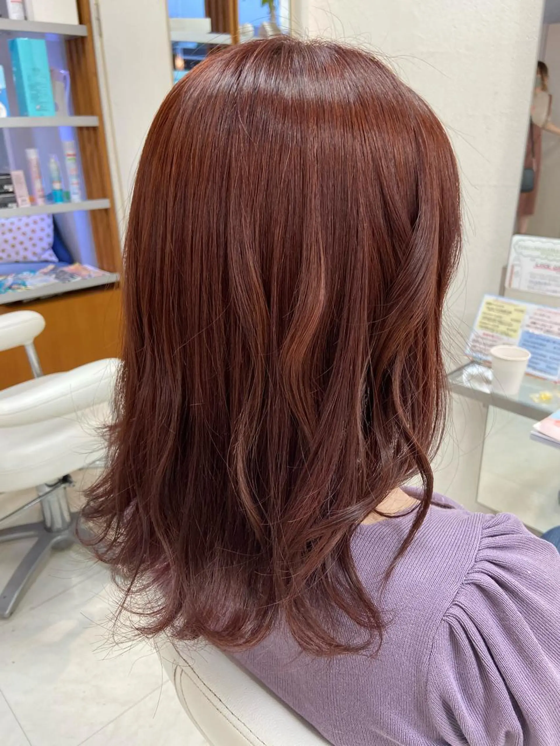 セミロング カラー ブリーチ ブラウンカラー ピンクカラー ピンクブラウン ヘアカラー 菊地 美憂のヘアスタイル