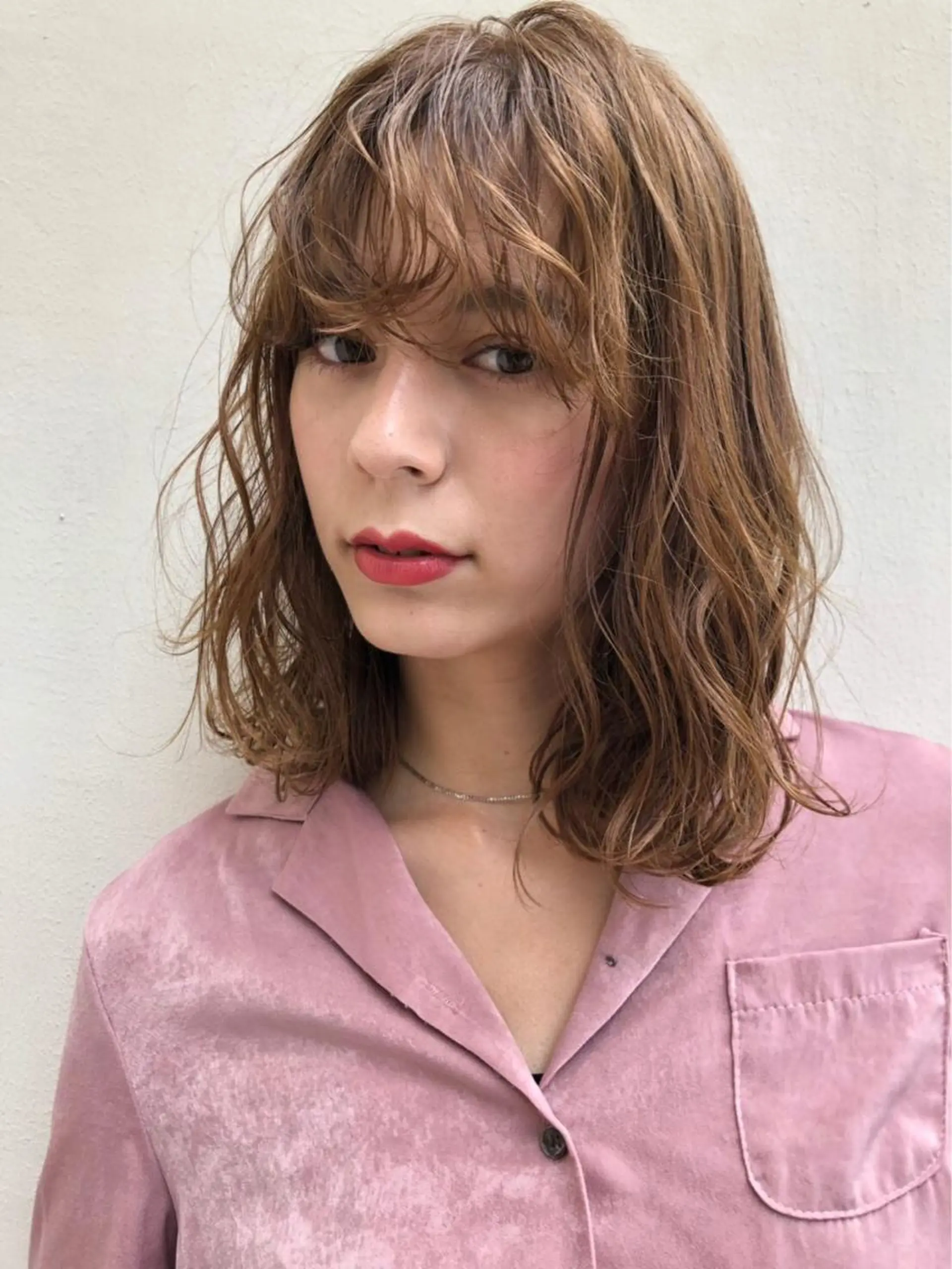 ミディアム カラー パーマ ミディアムパーマ Chlom🌿Top Stylist沖田のヘアスタイル