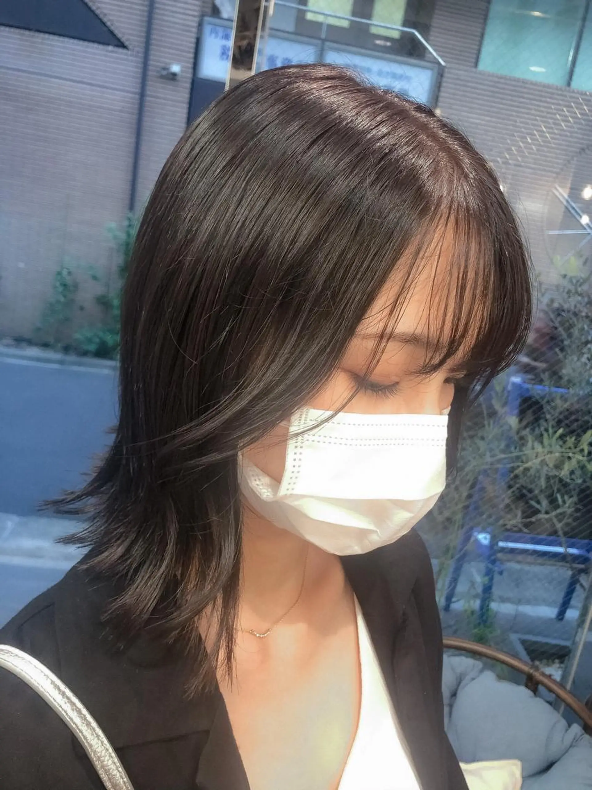 ミディアム カラー ヘアアレンジ パープルカラー rii-🩰 トレンド韓国ヘアのヘアスタイル