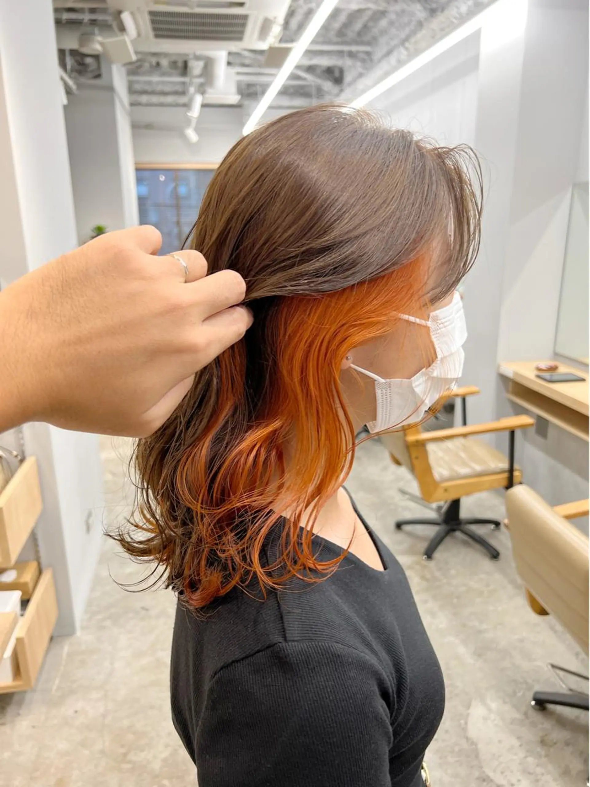 セミロング カラー オレンジ カット ヘアカラー 代表　YUKI ☆のヘアスタイル