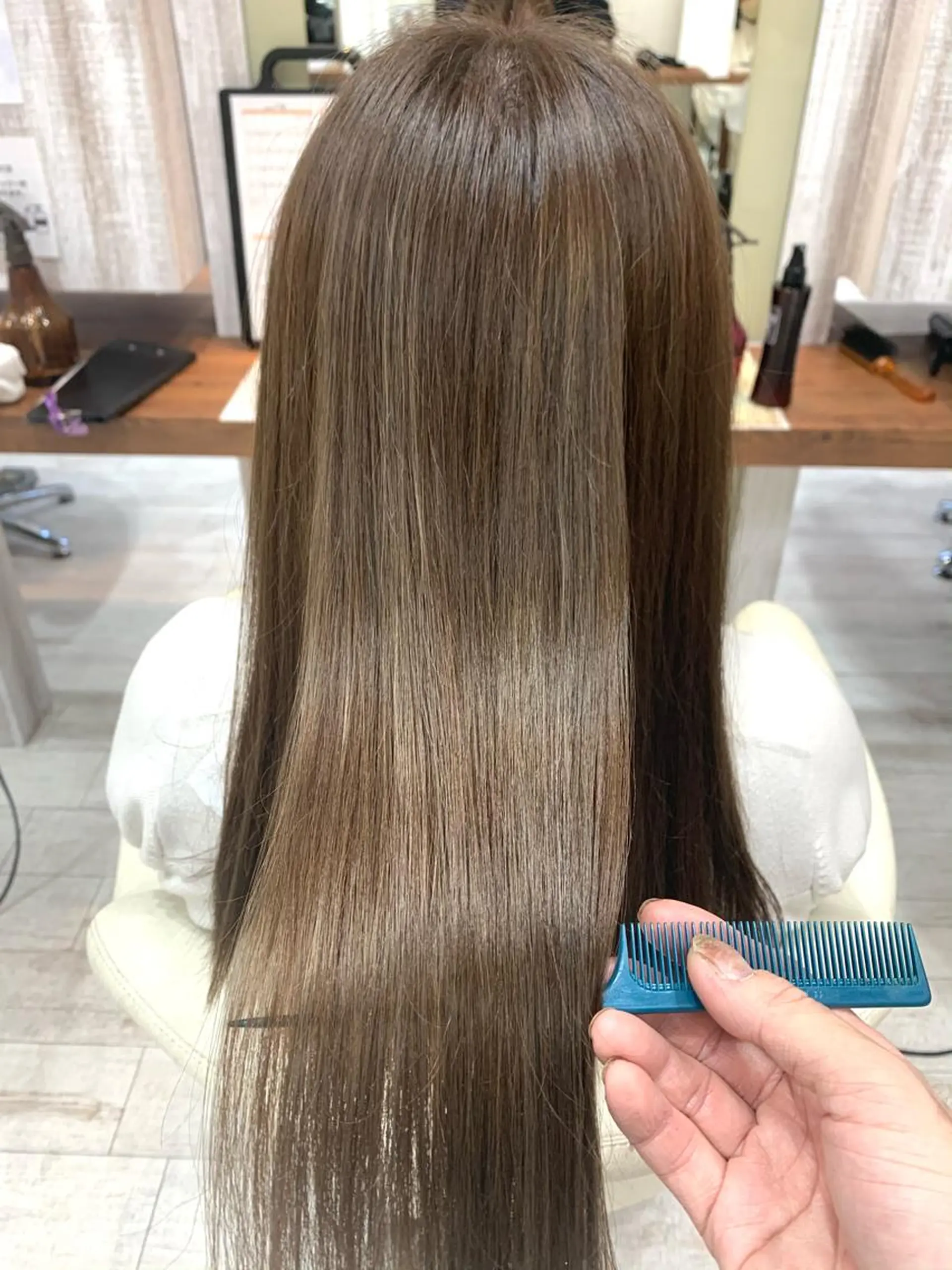 ロング カラー バレイヤージュ グレージュ レイヤーカット カット ヘアカラー brace 立花のヘアスタイル