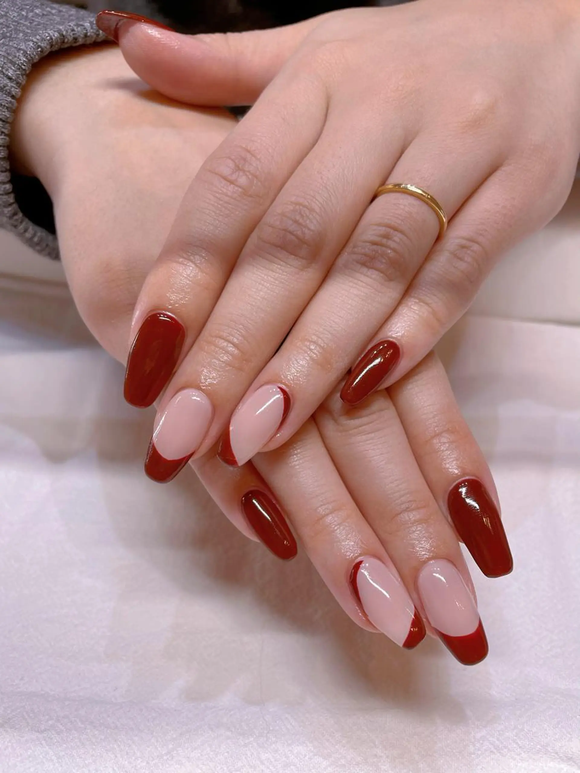 ネイル ボルドー フレンチネイル ハンドネイル ネイリスト ❄️ユキ❄️のネイルデザイン