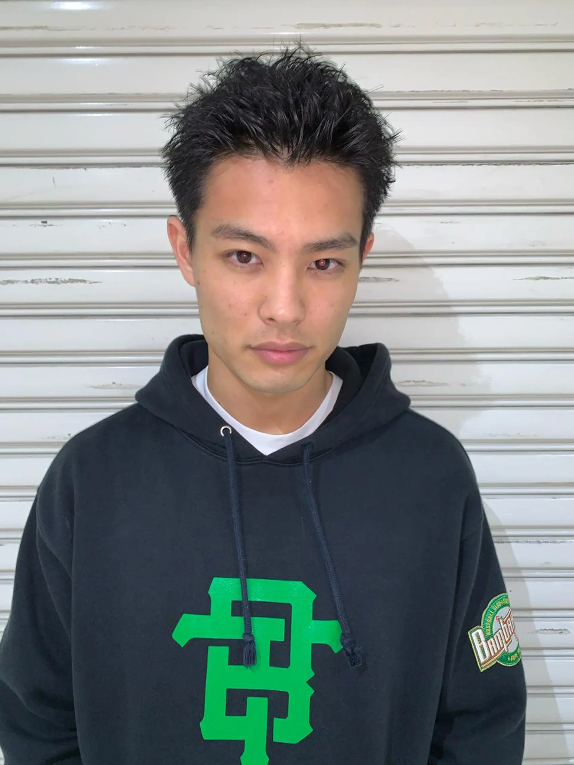 メンズ メンズベリーショート カット スパイキーパーマ 柏NO1 藤本葉のヘアスタイル